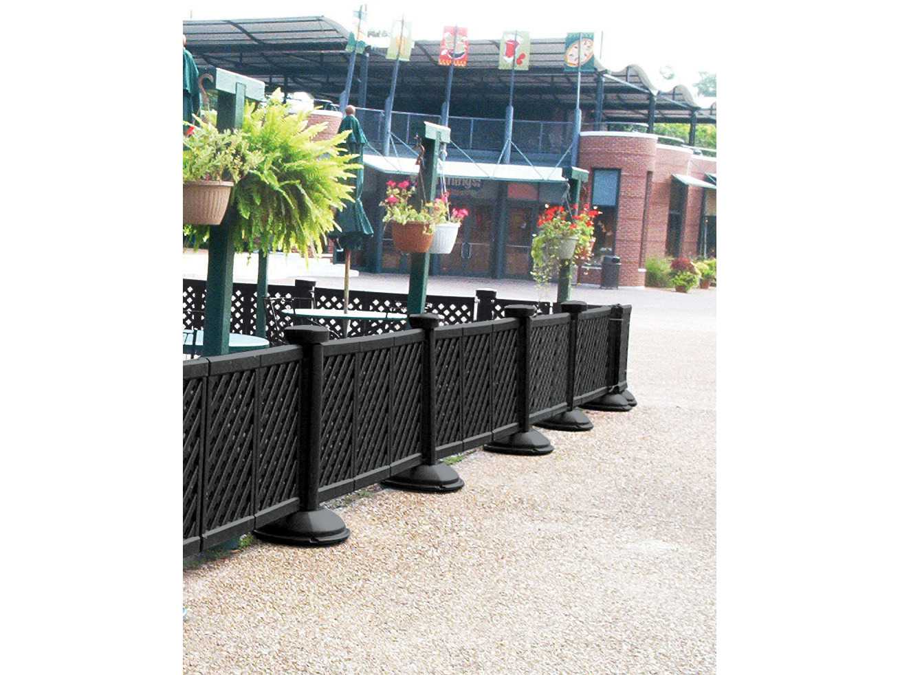 Grosfillex Crowd Control Resin Black Fence Post & Interlocking Base
