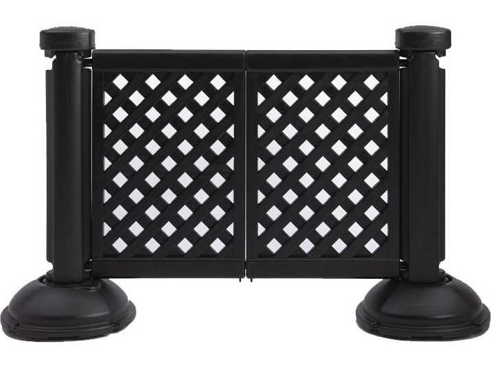 Grosfillex Crowd Control Resin Black Fence Post & Interlocking Base