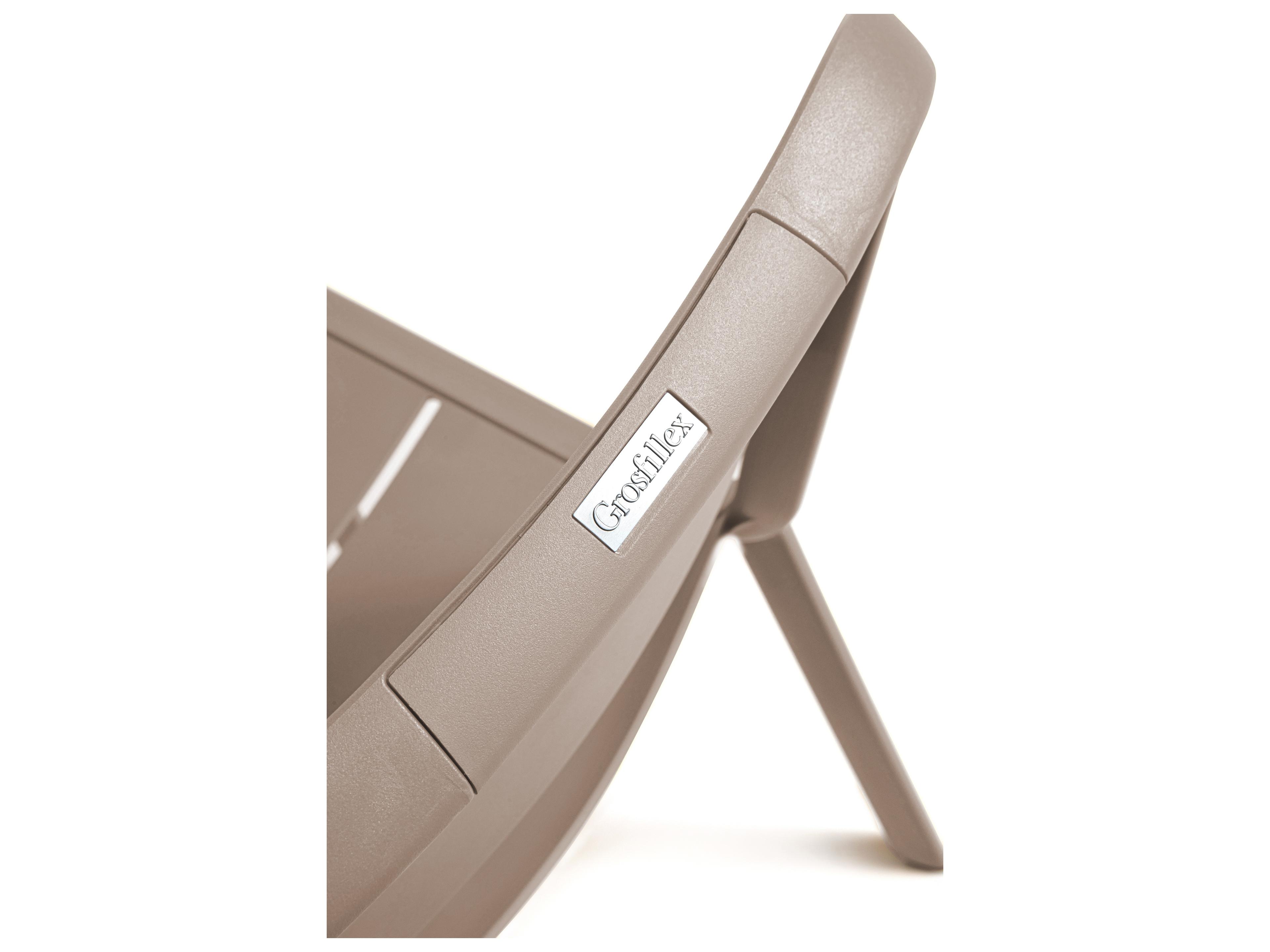 Grosfillex Cannes Resin French Taupe Stacking Outdoor Patio Dining Side Chair