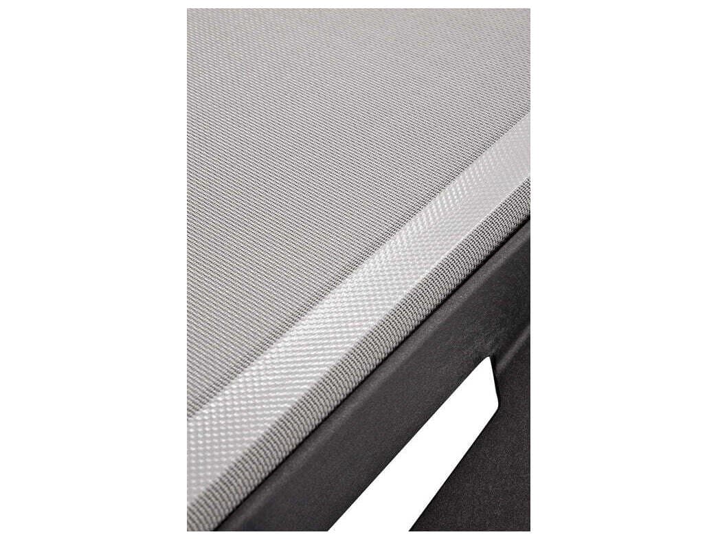 Grosfillex Sunset Aluminum Volcanic Black Outdoor Patio Chaise Lounge in Solid Gray