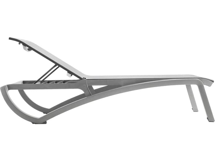 Grosfillex Sunset Aluminum Resin Platinum Gray Patio Chaise Lounge in Solid Platinum Gray