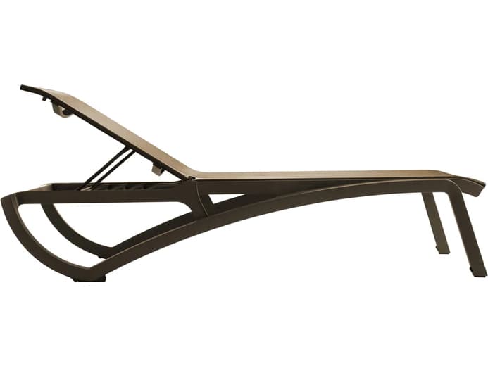 Grosfillex Sunset Aluminum Resin Fusion Bronze Outdoor Chaise Lounge in Cognac
