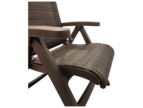 Grosfillex Java Resin Wicker Bronze Folding Patio Lounge Chair in Bronze
