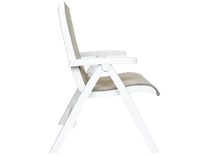 Grosfillex Jamaica Beach Sling Resin White Midback Folding Outdoor Patio Lounge Chair in Straw