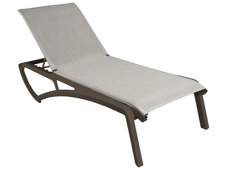 Grosfillex Sunset Aluminum Resin Fusion Bronze Outdoor Patio Chaise Lounge in Beige