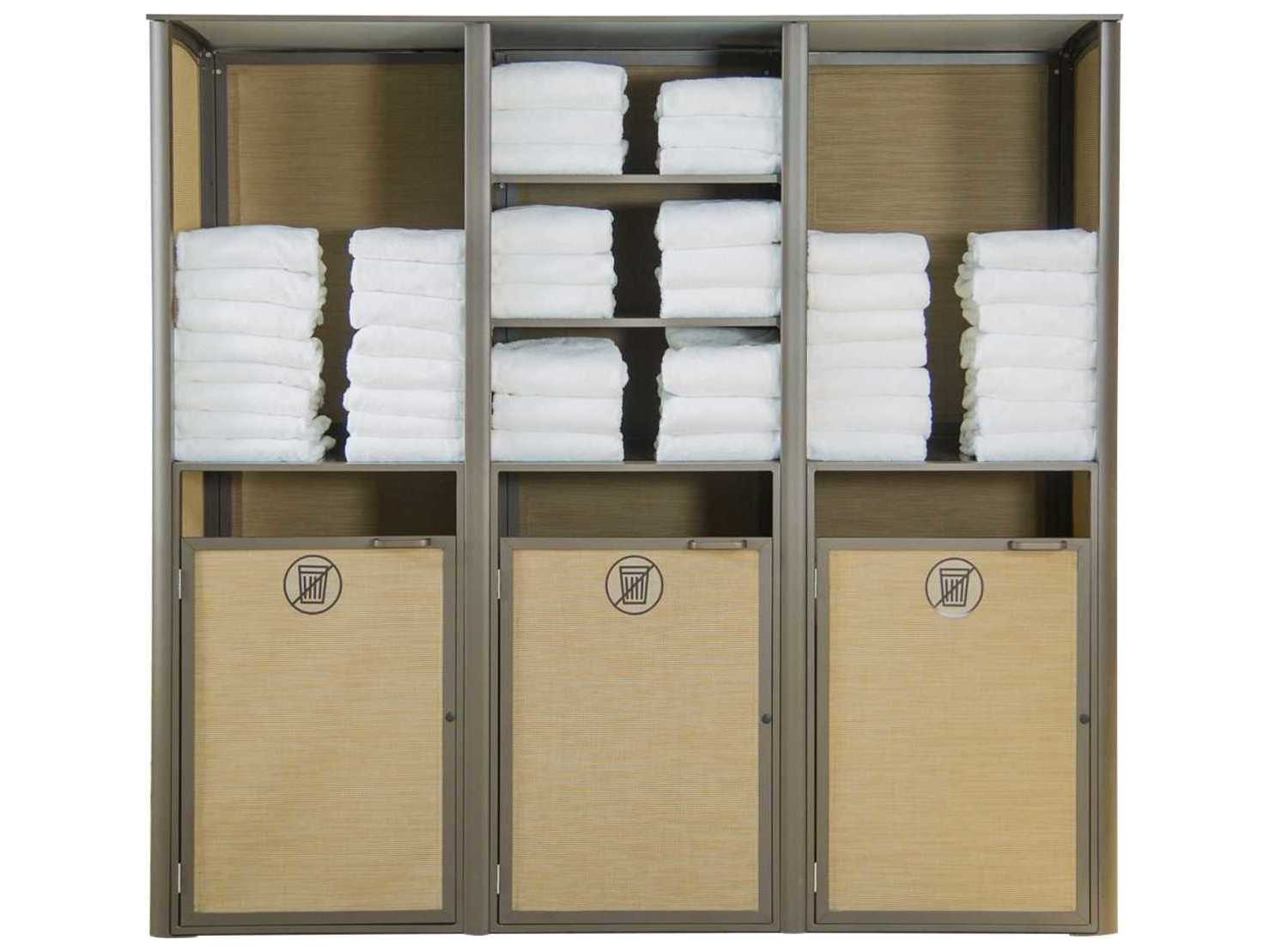 Grosfillex Sunset Sling Aluminum Cognac/Fusion Bronze Towel Valet Triple Unit
