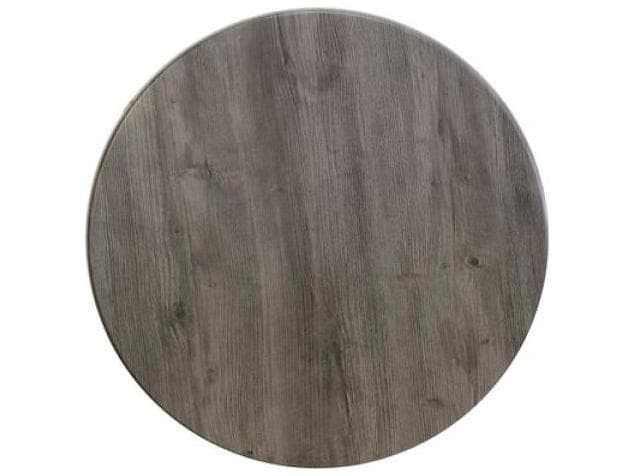 Grosfillex Molded Melamine Resin Aged Oak Round Table Top