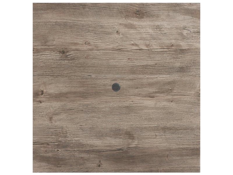 Grosfillex Molded Melamine Resin Aged Oak Square Table Top with Umbrella Hole