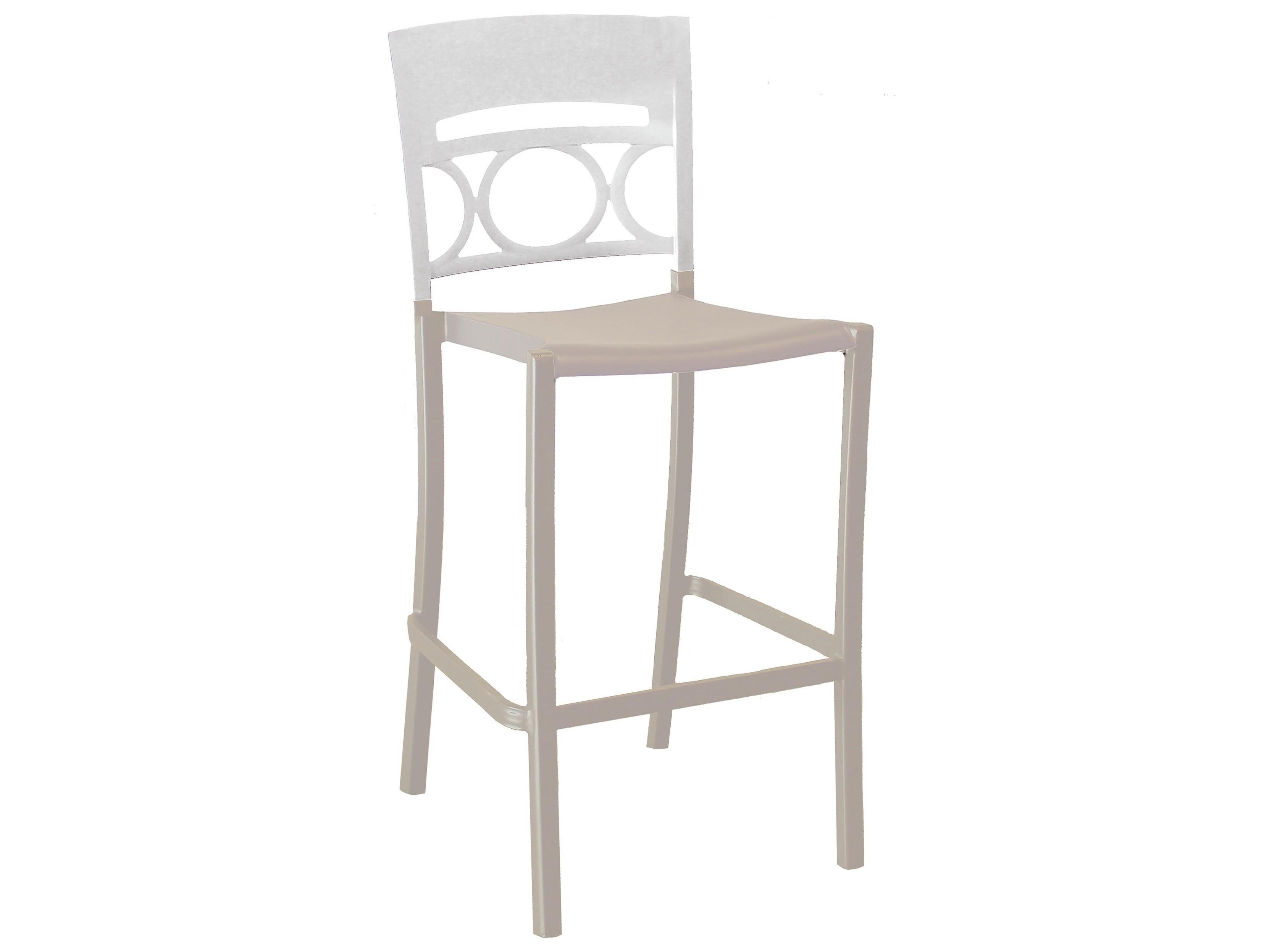 Grosfillex Moon Aluminum Glacier White/Linen Stacking Armless Outdoor Patio Bar Stool