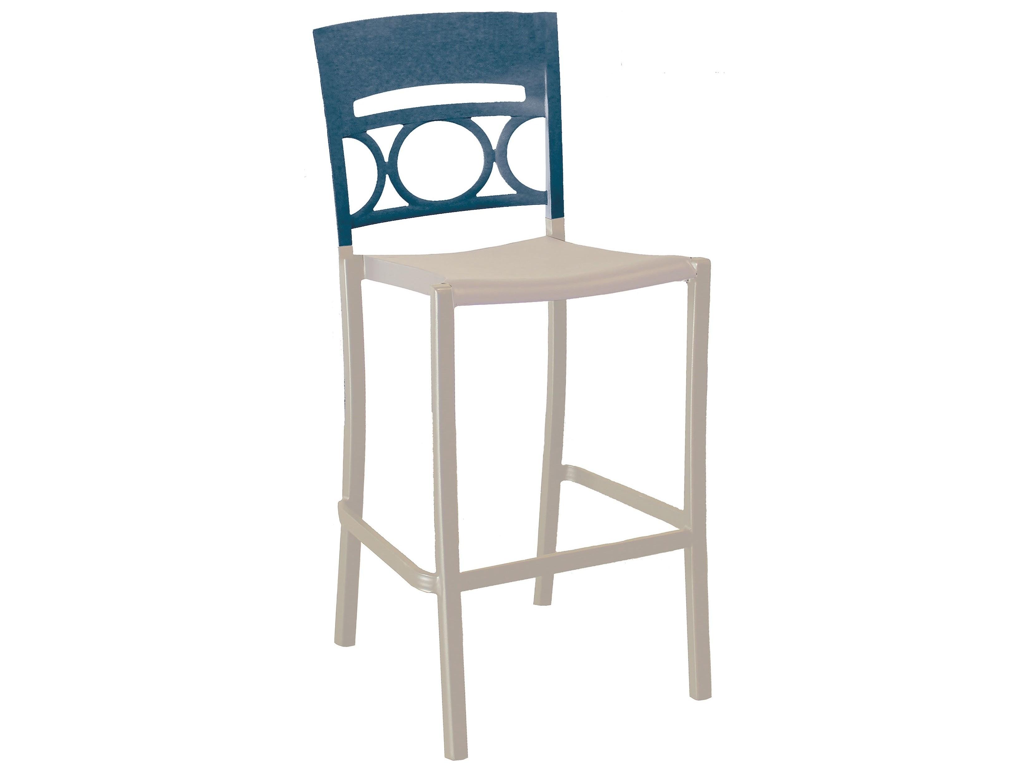 Grosfillex Moon Aluminum Denim Blue/Linen Stacking Armless Outdoor Bar Stool