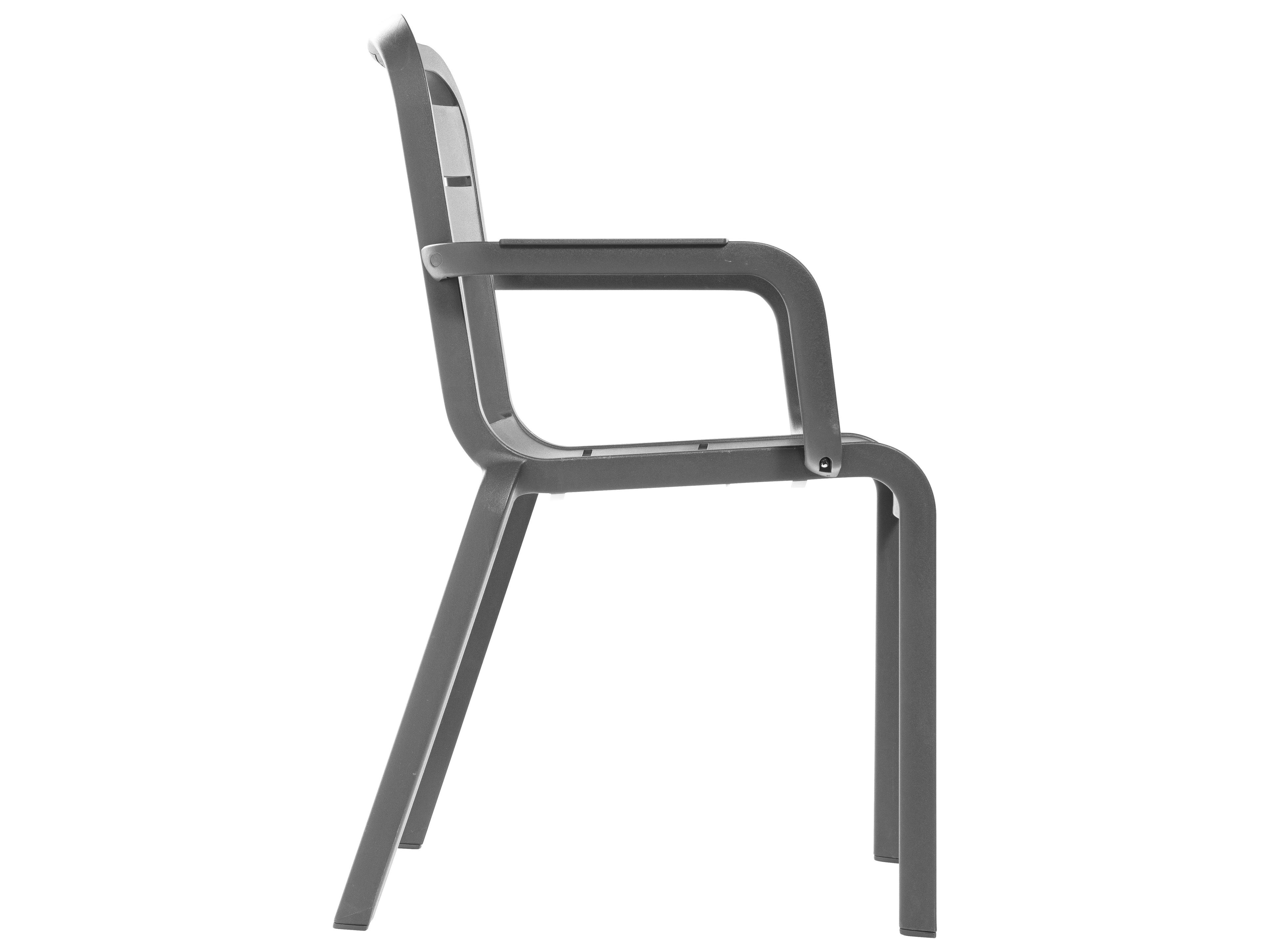 Grosfillex Cannes Resin Charcoal Stacking Patio Dining Arm Chair