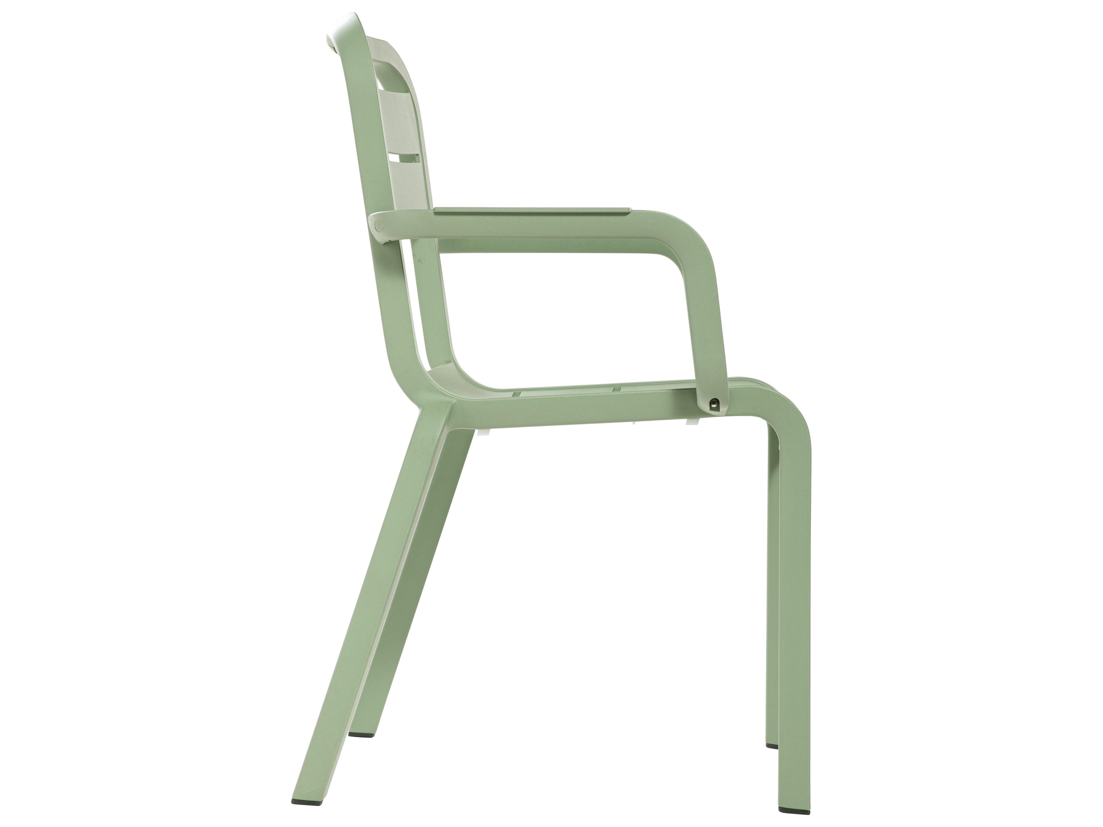 Grosfillex Cannes Resin Sage Green Stacking Outdoor Patio Dining Arm Chair