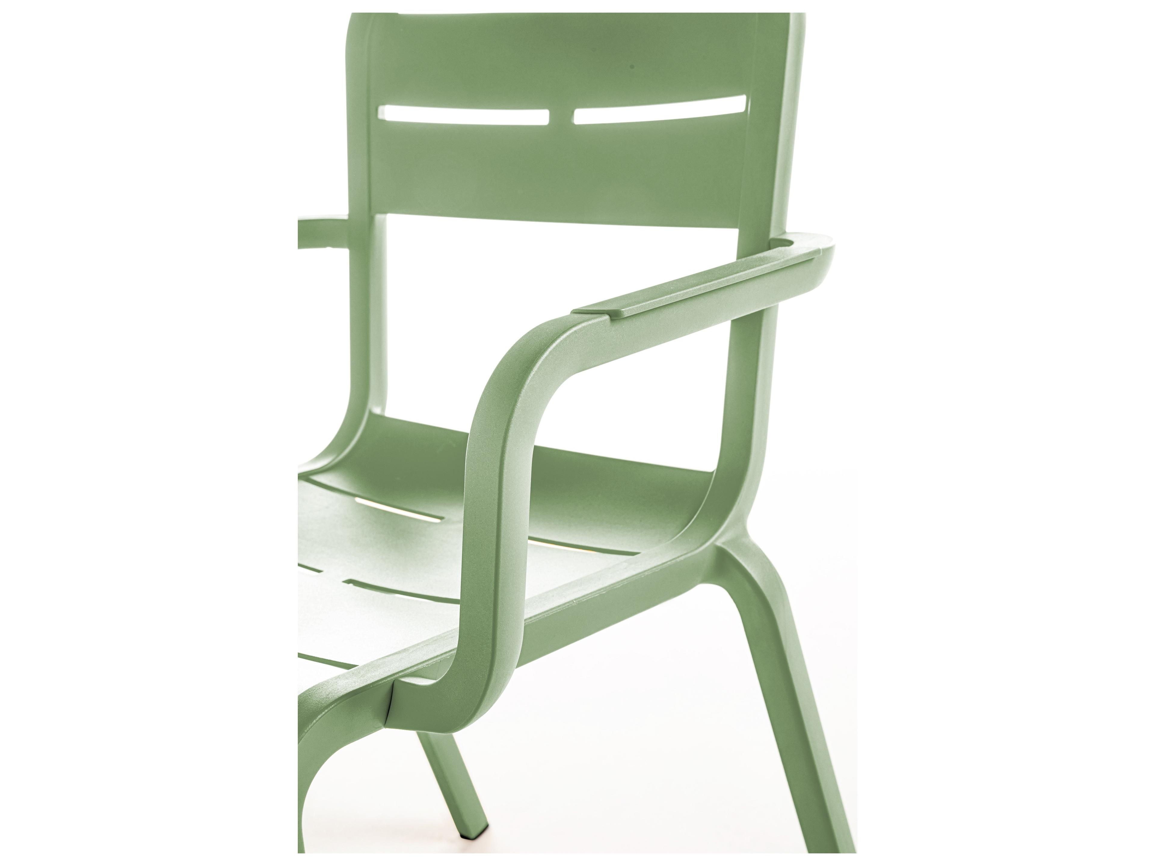 Grosfillex Cannes Resin Sage Green Stacking Outdoor Patio Dining Arm Chair