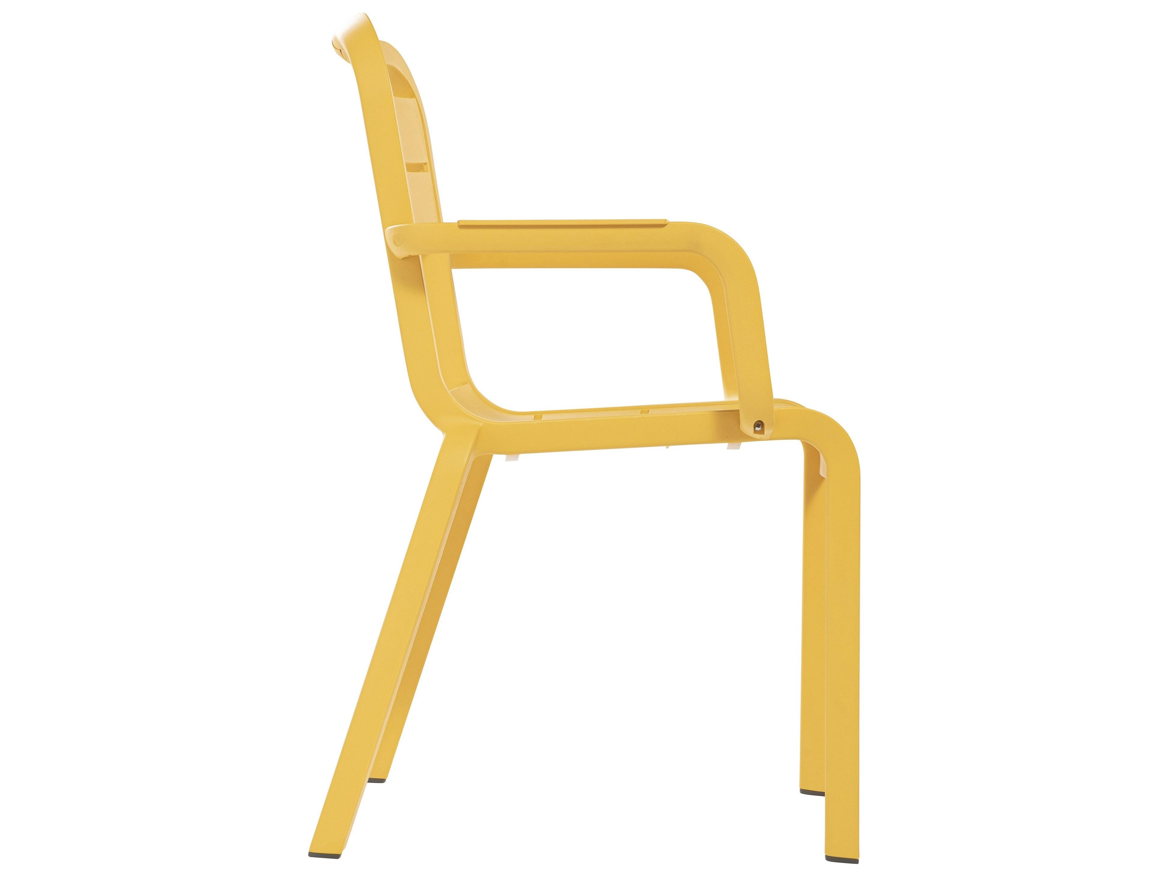 Grosfillex Cannes Resin Yellow Stacking Patio Dining Arm Chair