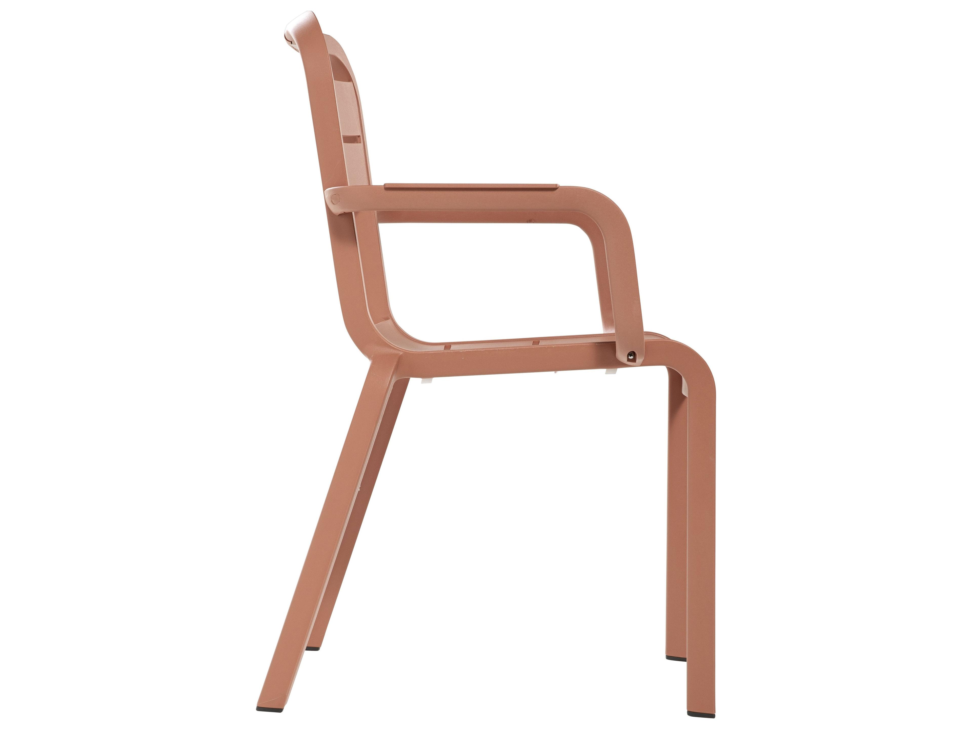 Grosfillex Cannes Resin Terra Cotta Stacking Outdoor Patio Dining Arm Chair