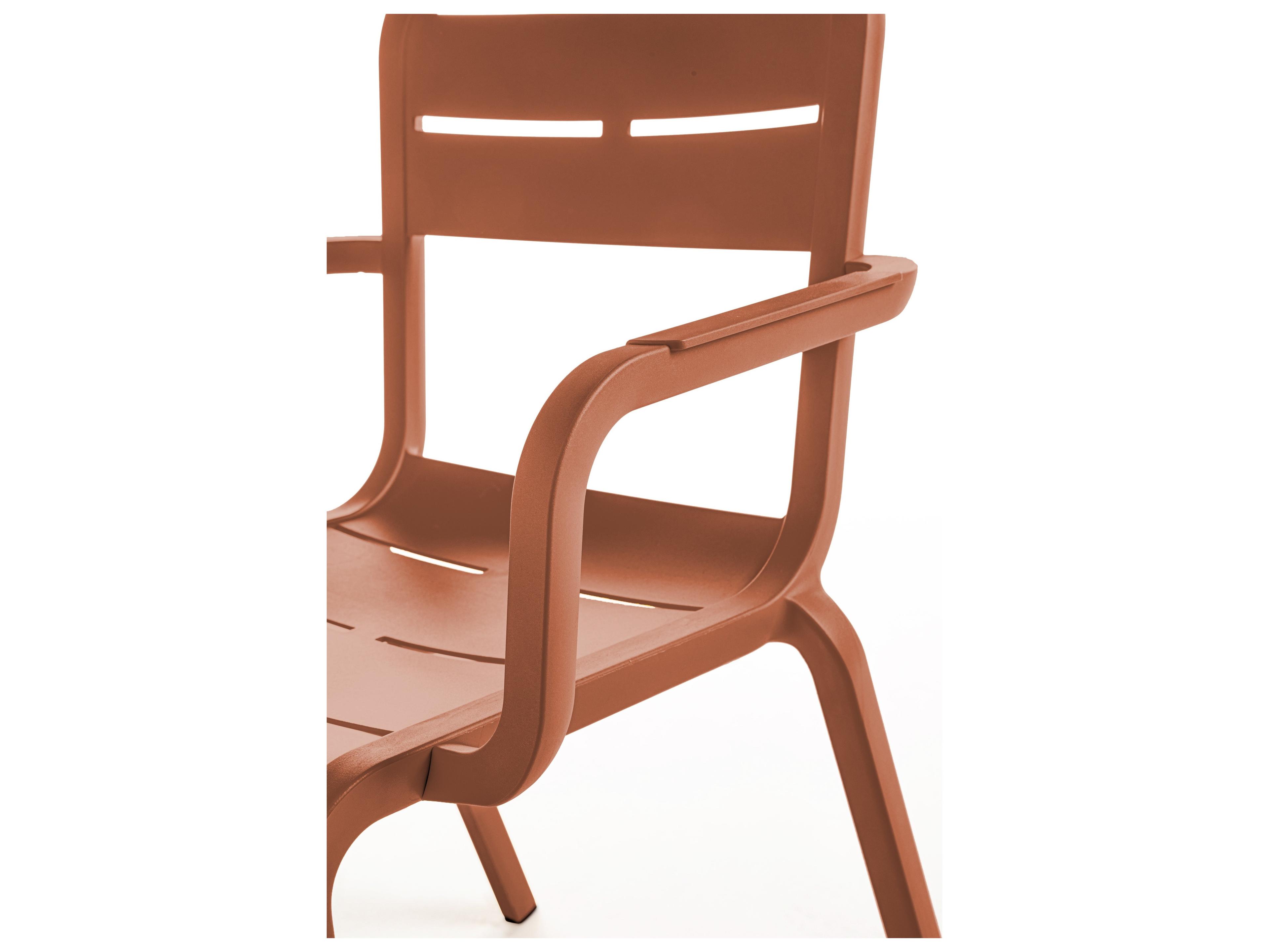 Grosfillex Cannes Resin Terra Cotta Stacking Outdoor Patio Dining Arm Chair