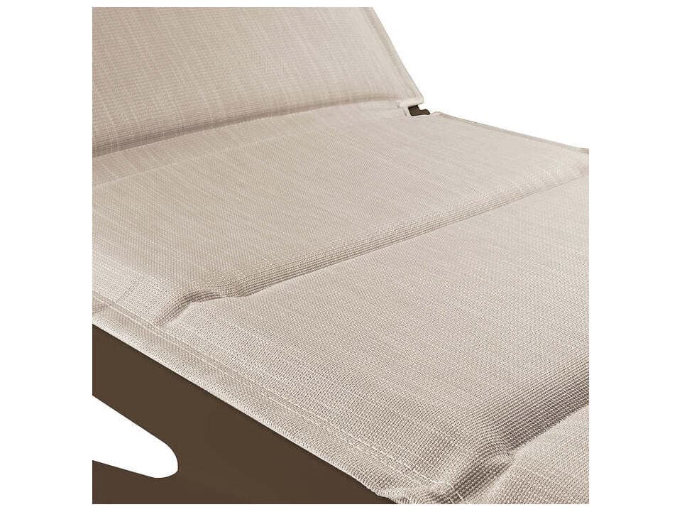 Grosfillex Sunset Sling Aluminum Resin Fusion Bronze Comfort Outdoor Chaise Lounge in Beige