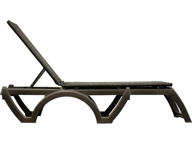 Grosfillex Java Resin Wicker Bronze Adjustable Outdoor Patio Chaise Lounge in Bronze