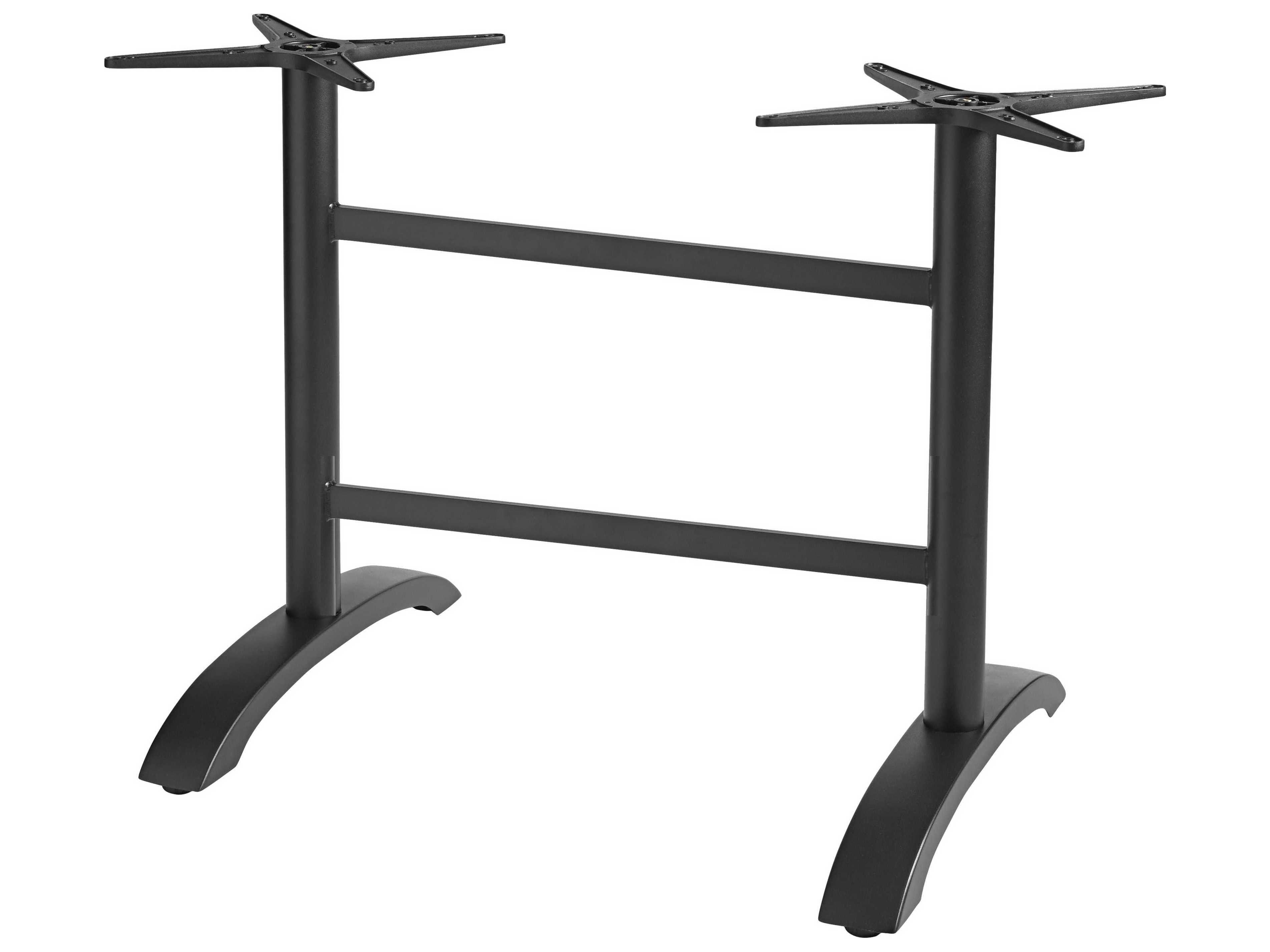 Grosfillex Ecofix Aluminum Sliver Gray Lateral Table Base with Rail Tops