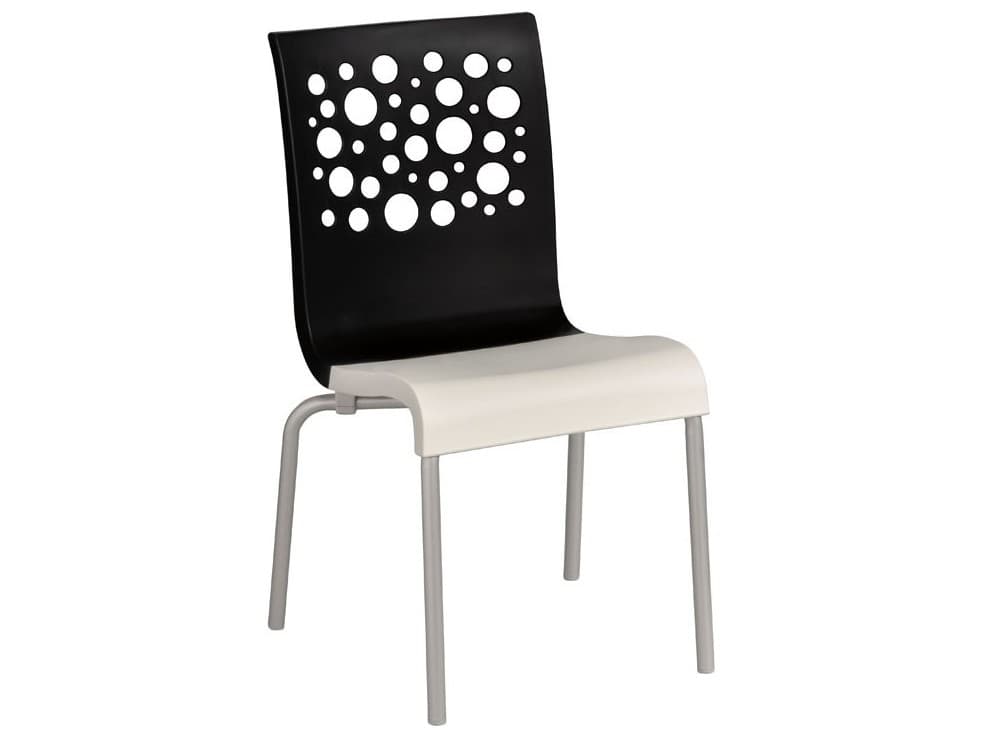 Grosfillex Tempo Aluminum Black/White Stacking Outdoor Dining Side Chair