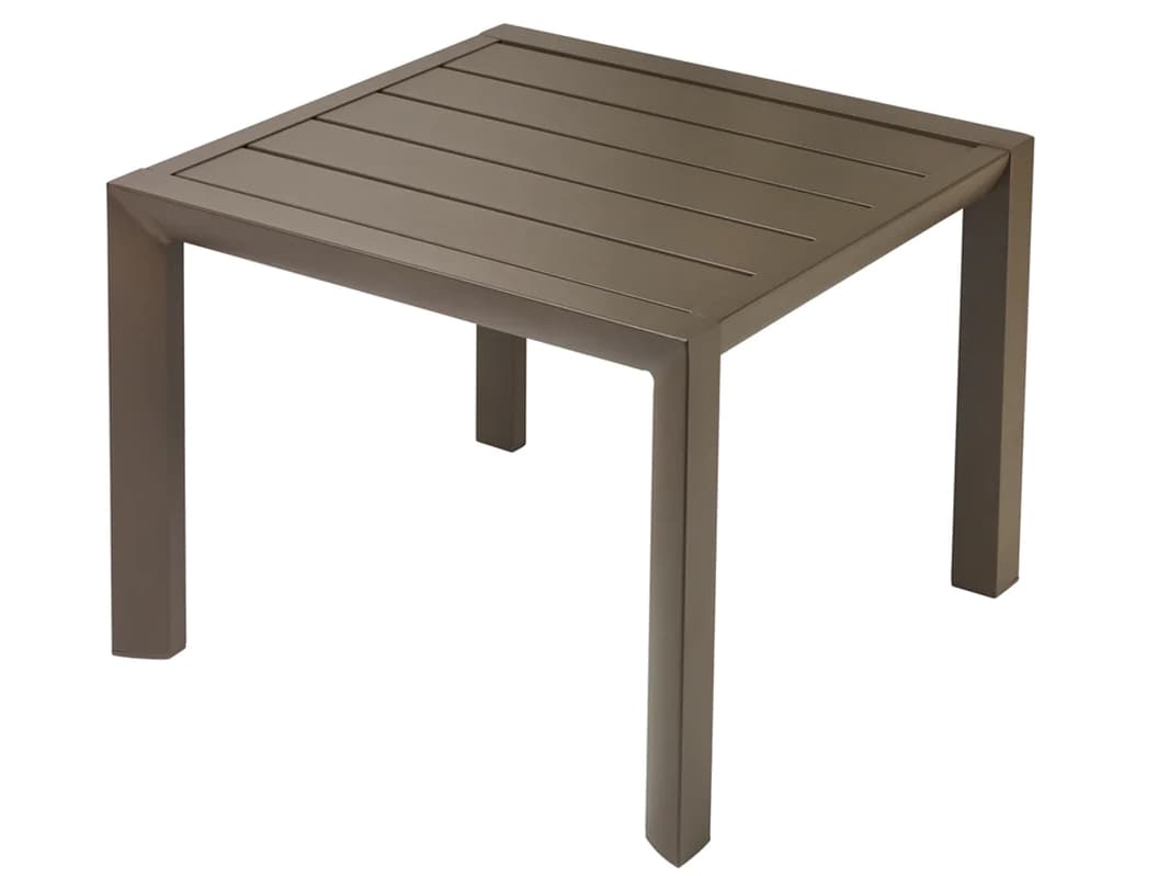 Grosfillex Sunset Aluminum Fusion Bronze Round Low Outdoor Patio End Table