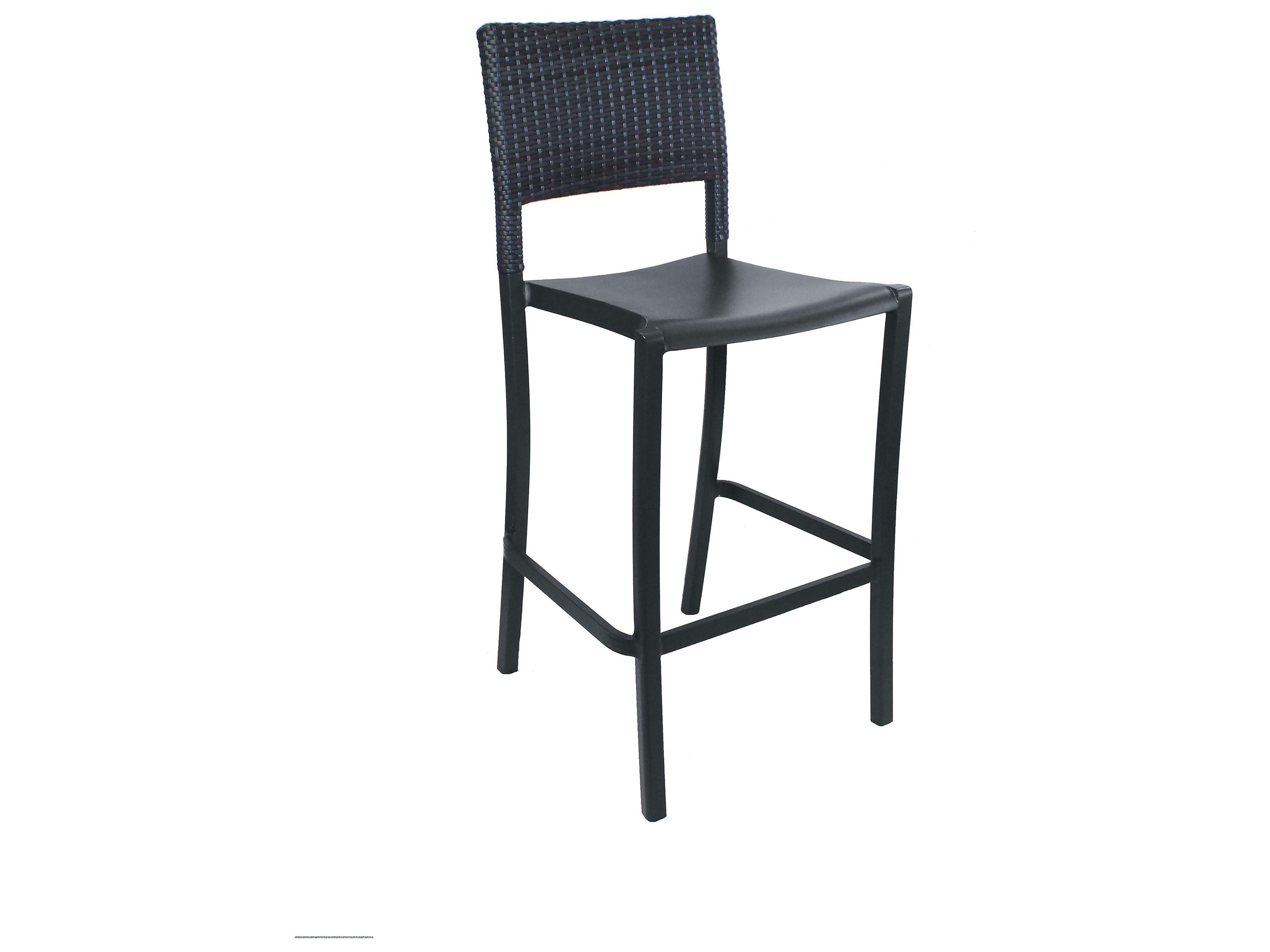 Grosfillex Java Aluminum Charcoal Stacking Armless Outdoor Patio Bar Stool
