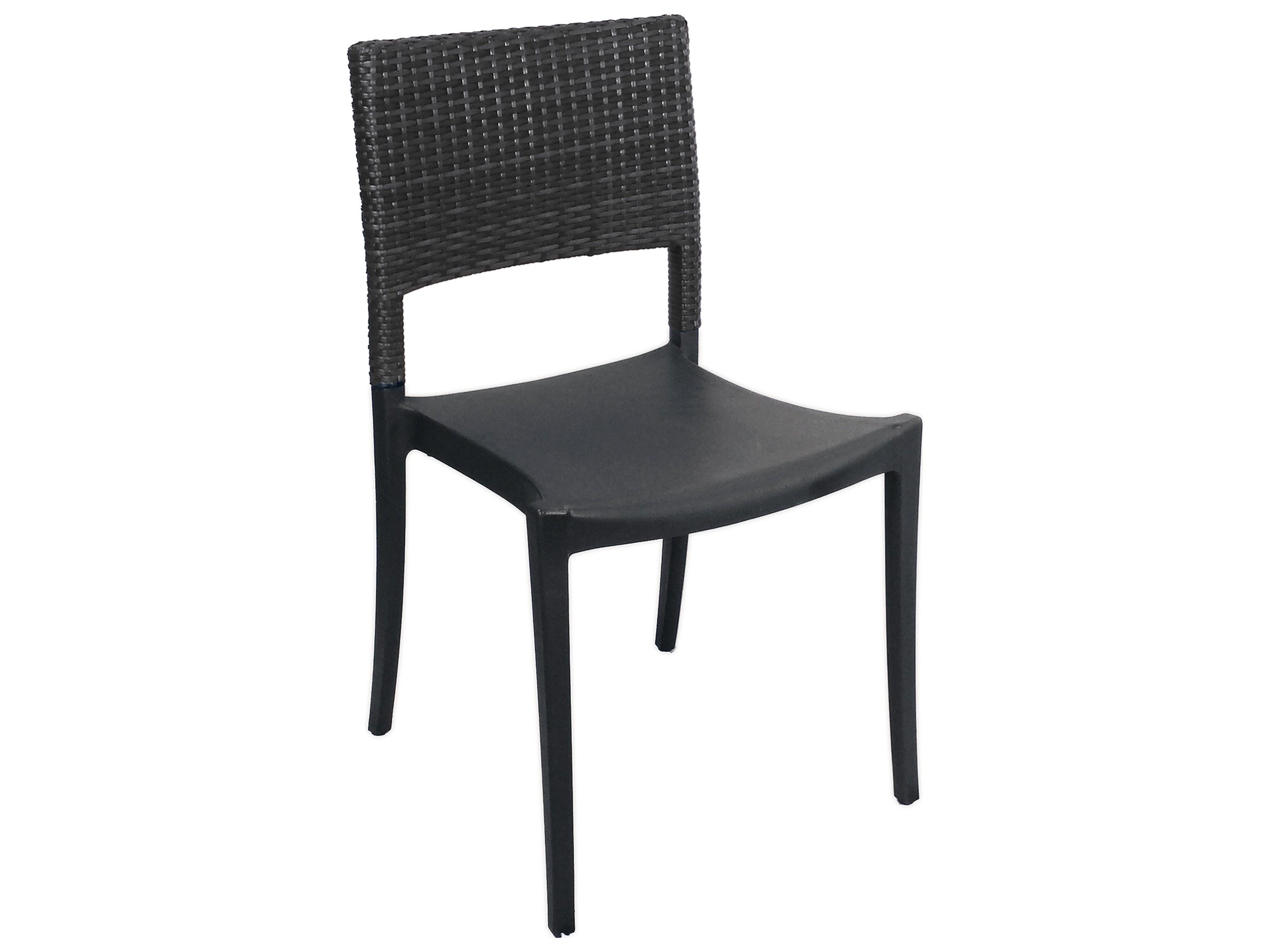 Grosfillex Java Resin Charcoal Stacking Patio Dining Side Chair