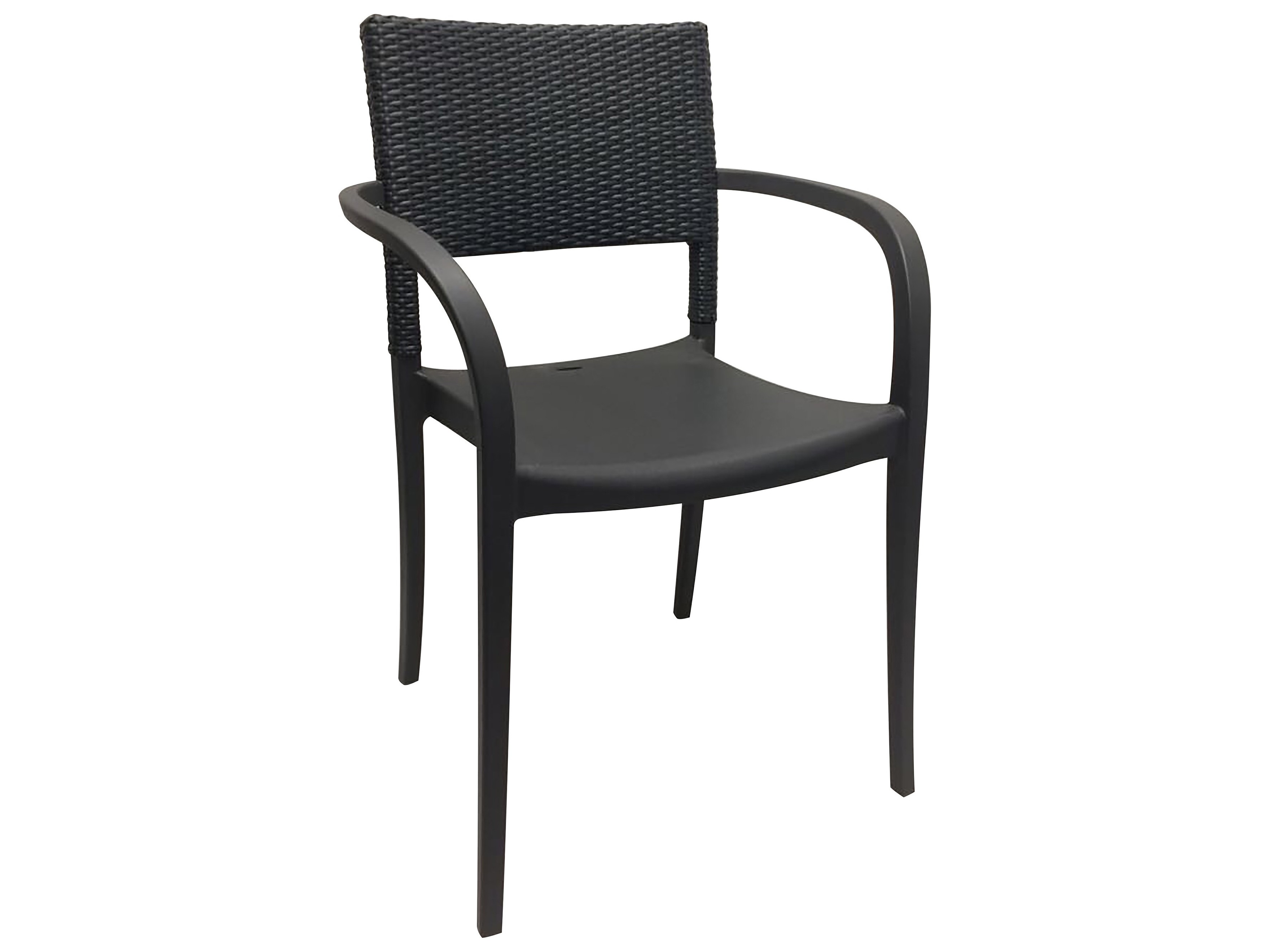 Grosfillex Java Resin Charcoal Stacking Outdoor Patio Dining Arm Chair