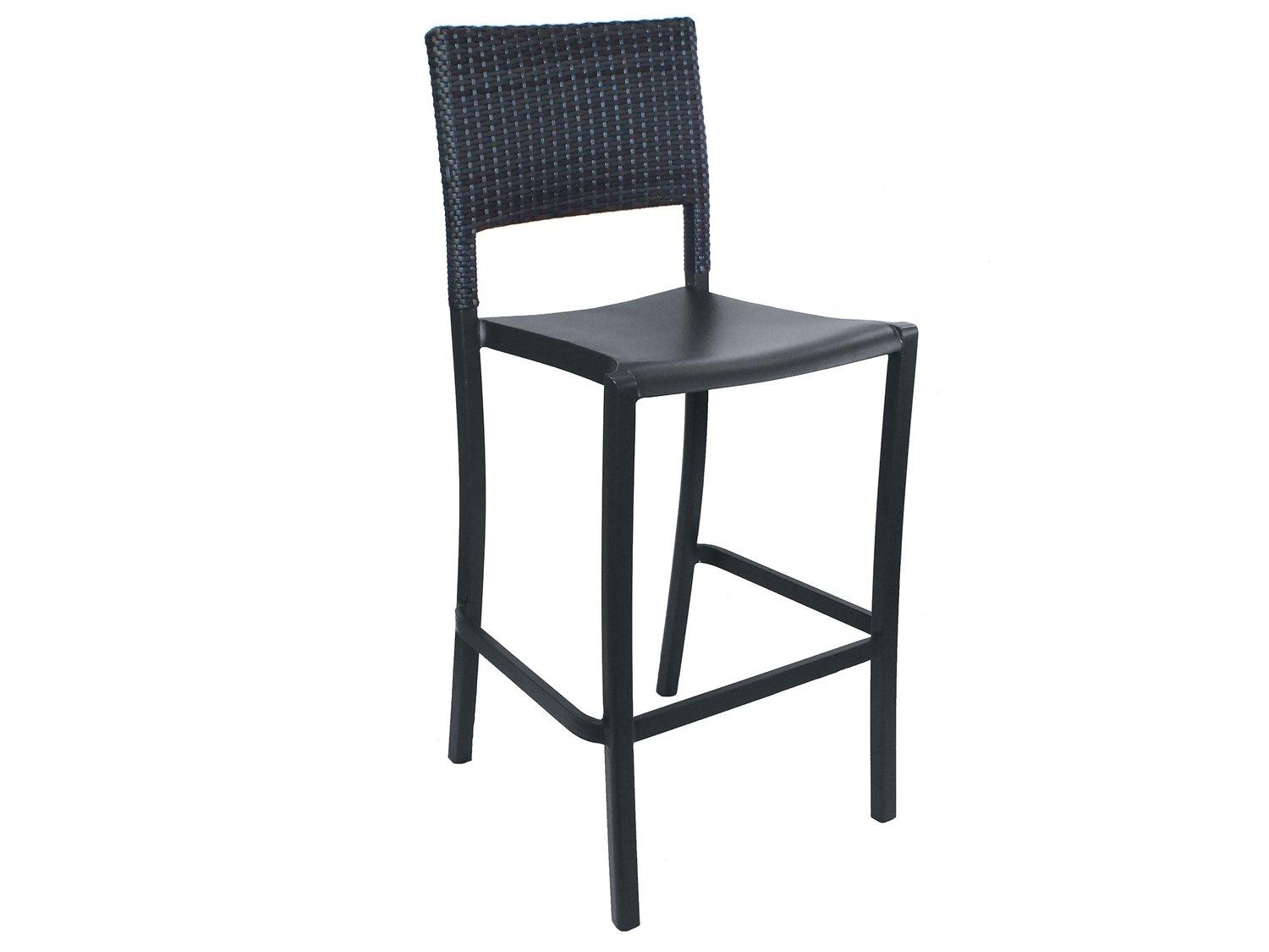 Grosfillex Java Aluminum Charcoal Stacking Armless Outdoor Patio Bar Stool