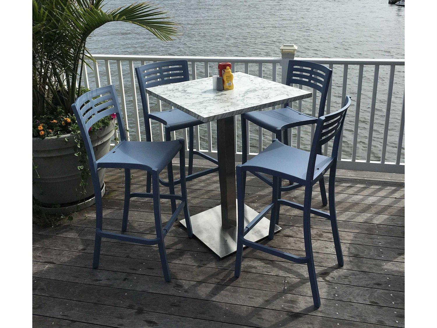 Grosfillex Vogue Resin Denim Blue Bar Set