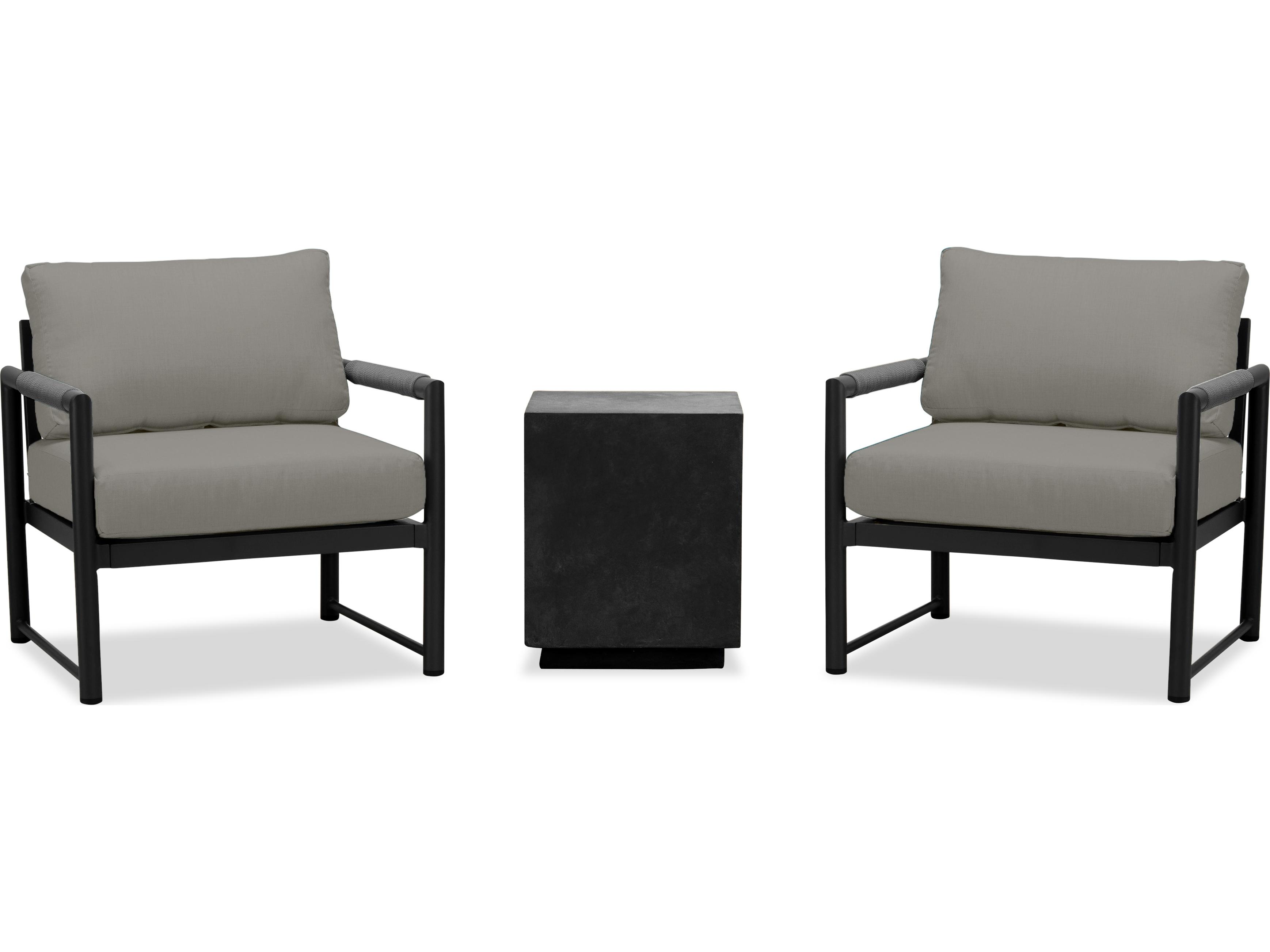 Harmonia Living Alto Aluminum 3 Piece Chat Outdoor Patio Lounge Set