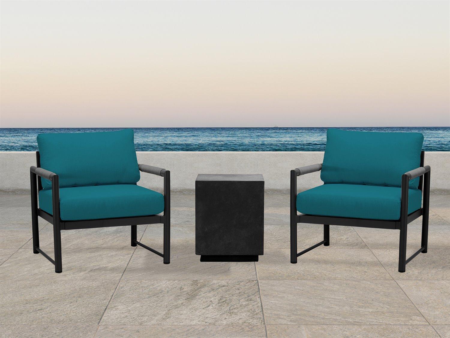 Harmonia Living Alto Aluminum 3 Piece Chat Outdoor Patio Lounge Set