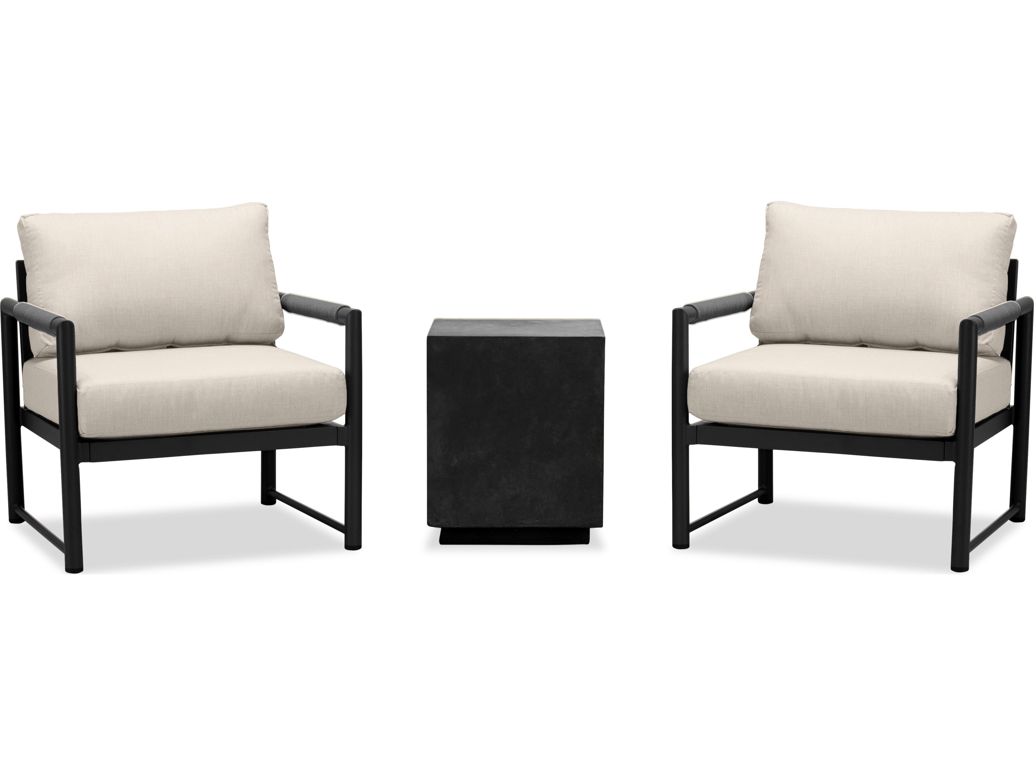 Harmonia Living Alto Aluminum 3 Piece Chat Outdoor Patio Lounge Set