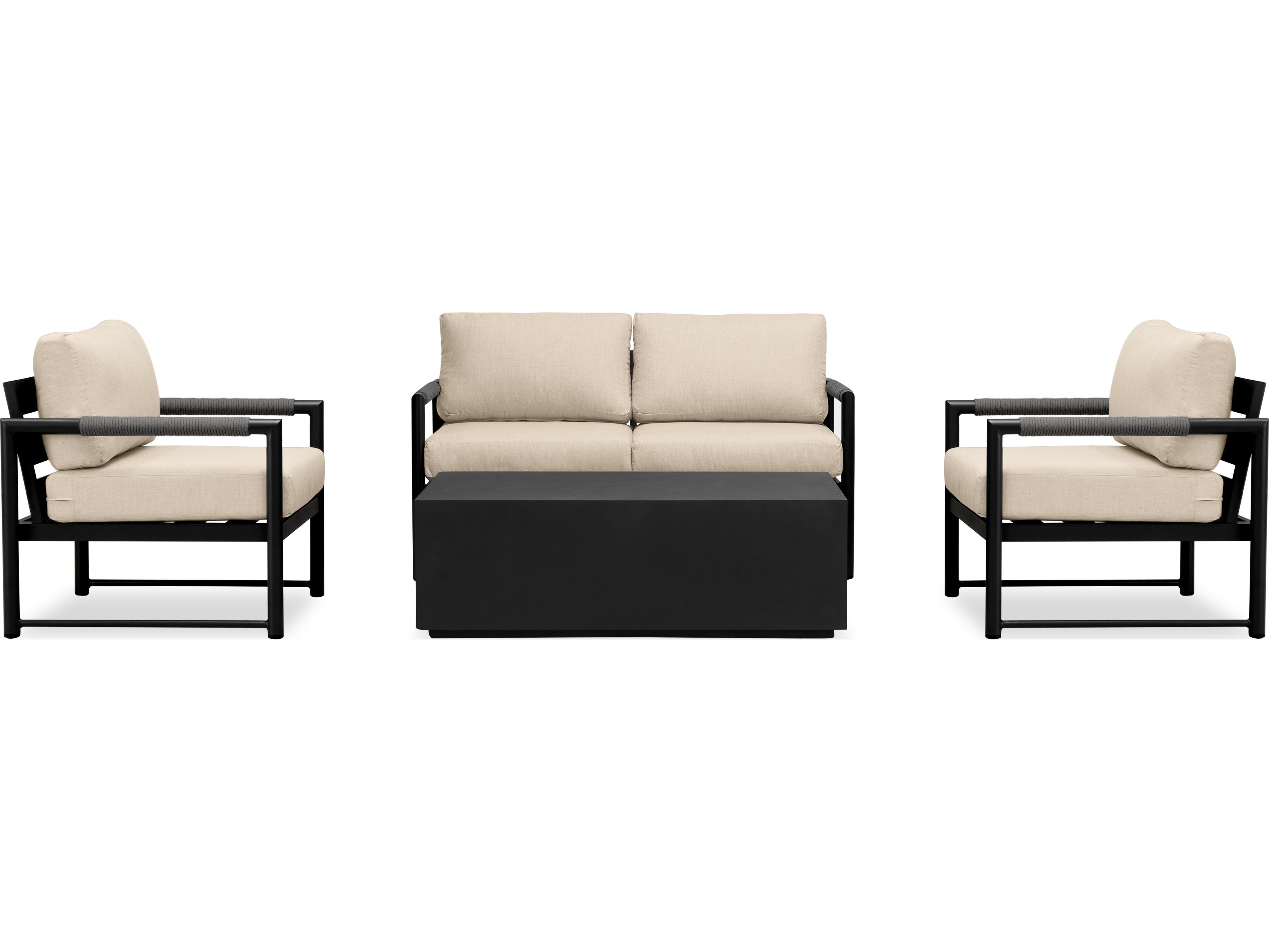 Harmonia Living Alto Aluminum 5 Piece Loveseat Patio Lounge Set