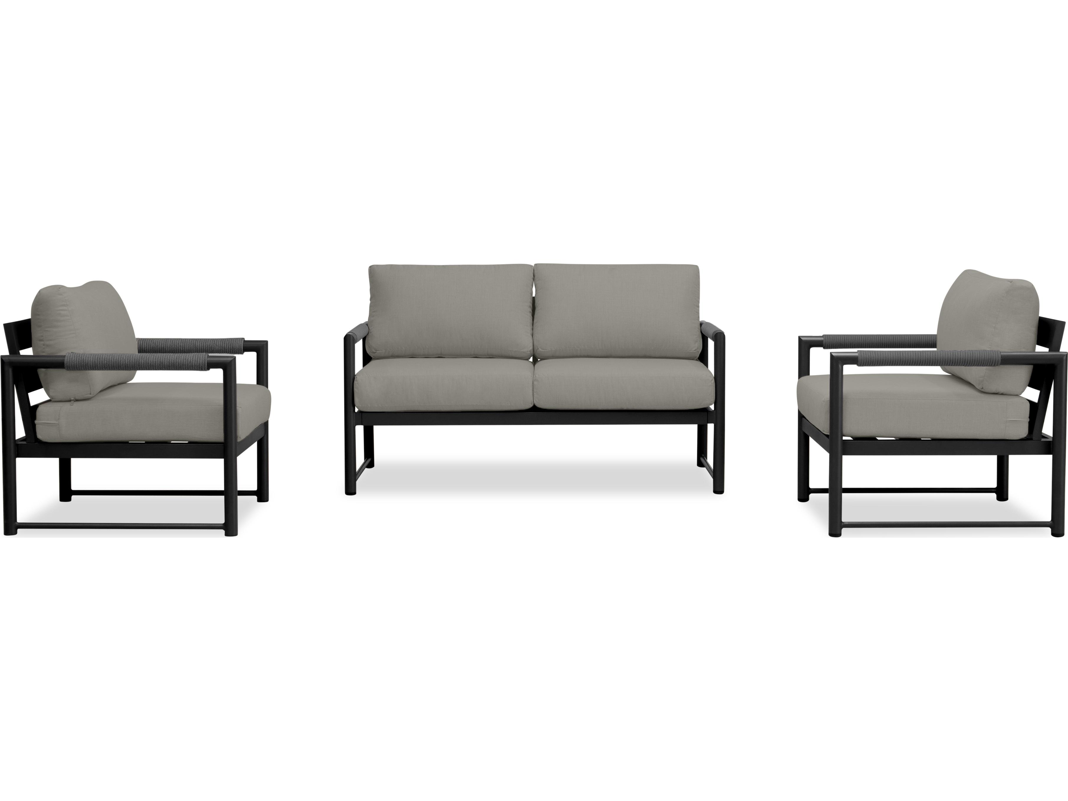 Harmonia Living Alto Aluminum 3 Piece Loveseat Outdoor Lounge Set