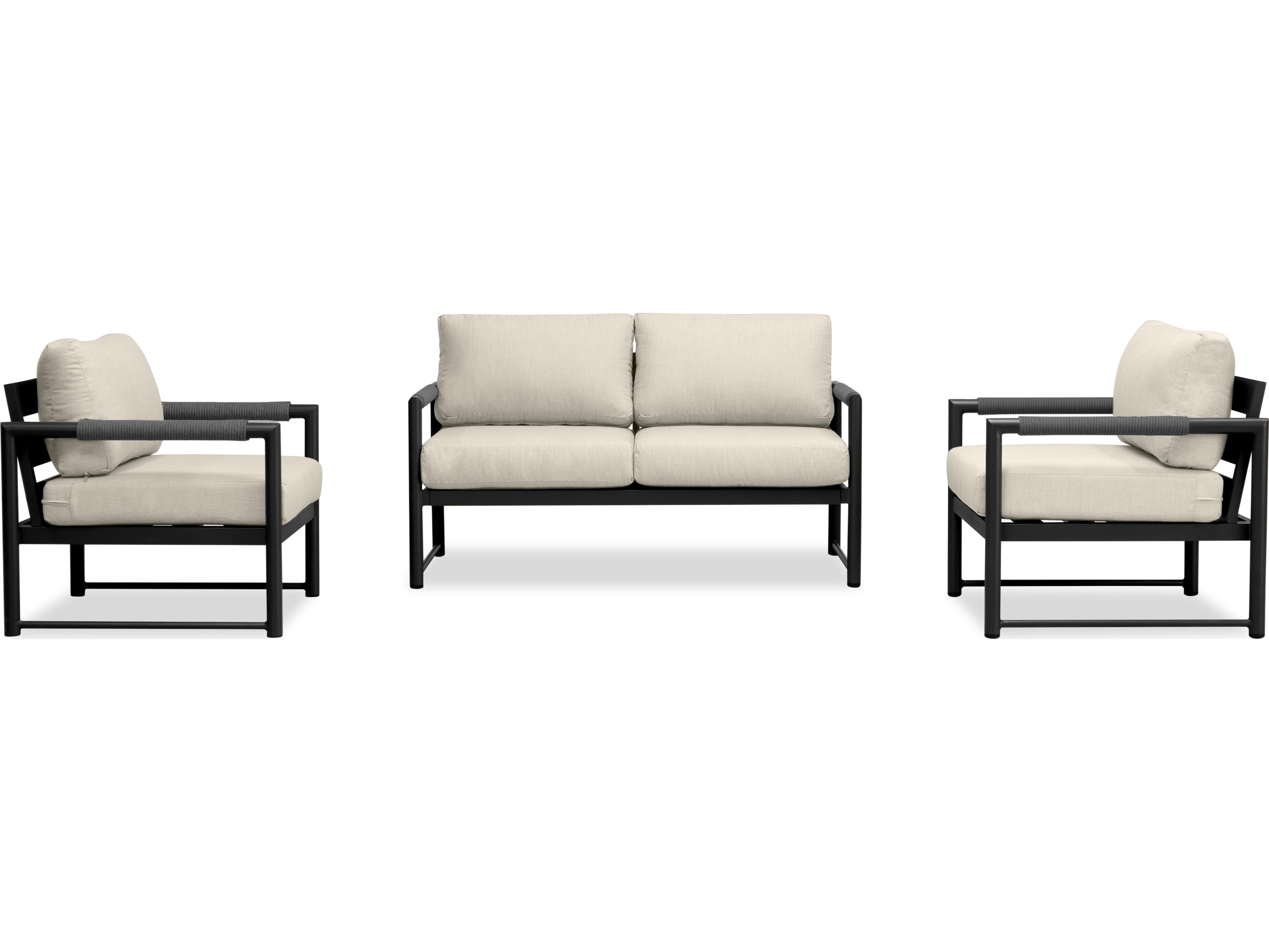 Harmonia Living Alto Aluminum 3 Piece Loveseat Outdoor Lounge Set