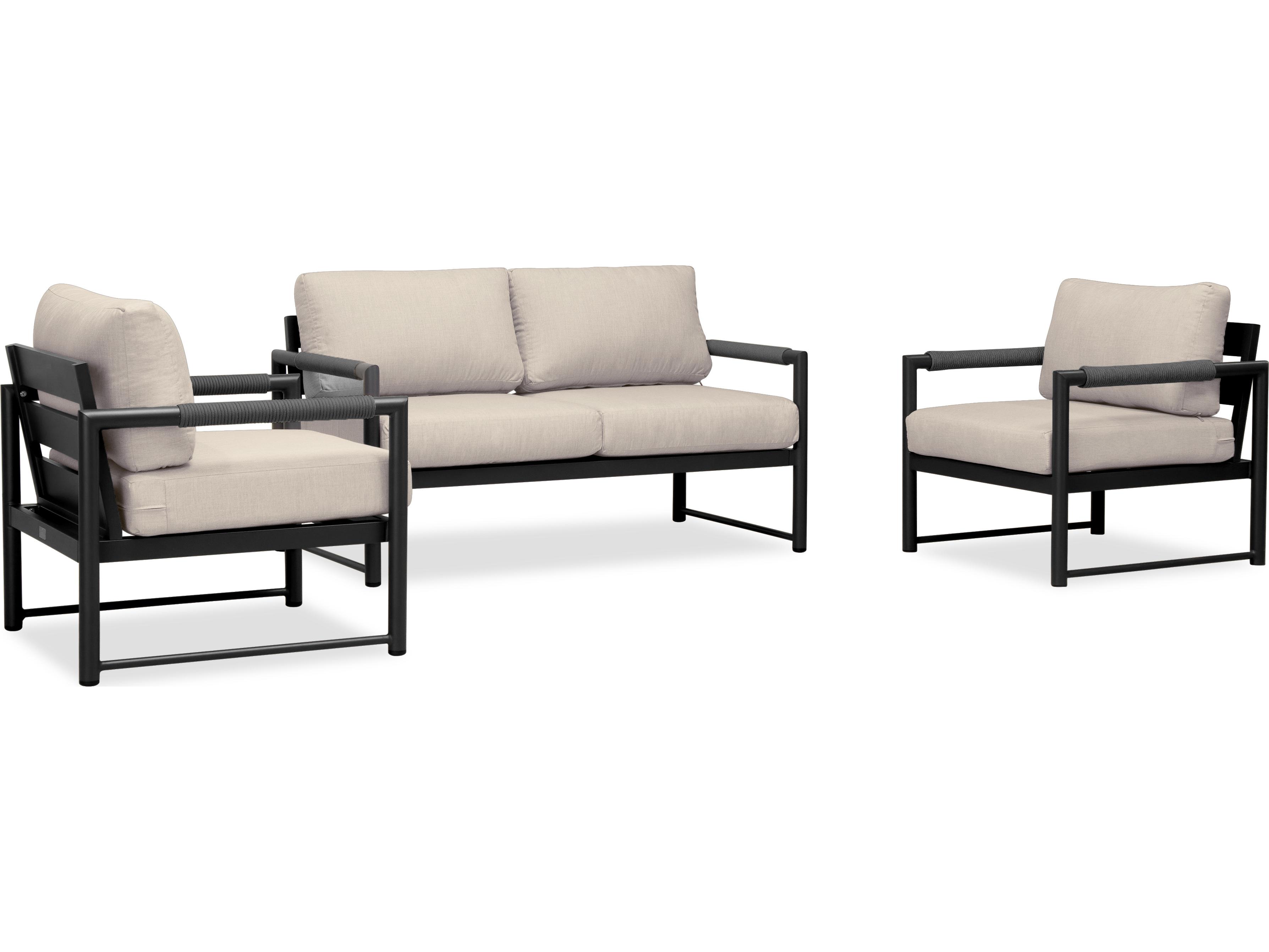 Harmonia Living Alto Aluminum 3 Piece Loveseat Outdoor Lounge Set