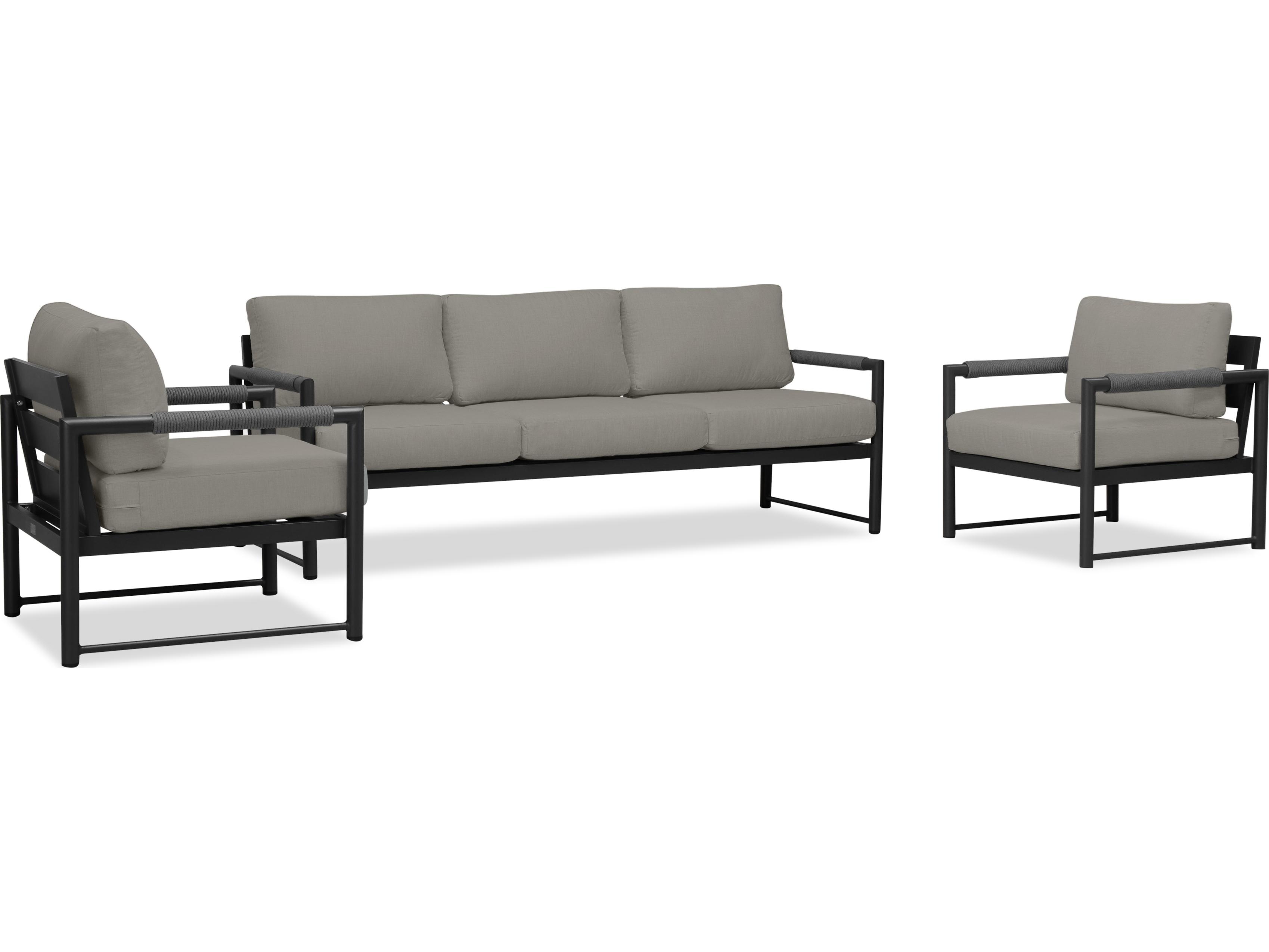 Harmonia Living Alto Aluminum 3 Piece Sofa Outdoor Patio Lounge Set