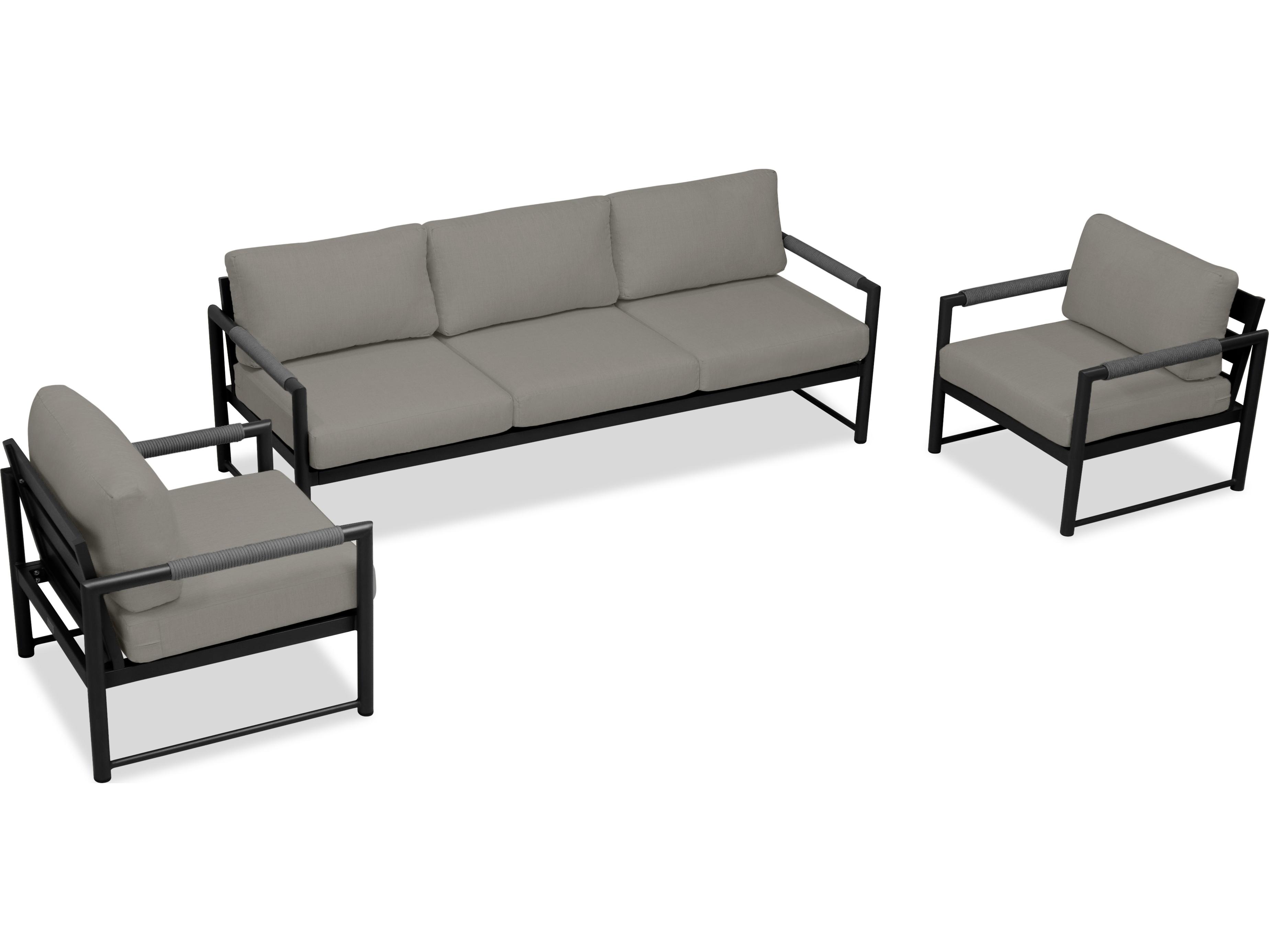 Harmonia Living Alto Aluminum 3 Piece Sofa Outdoor Patio Lounge Set
