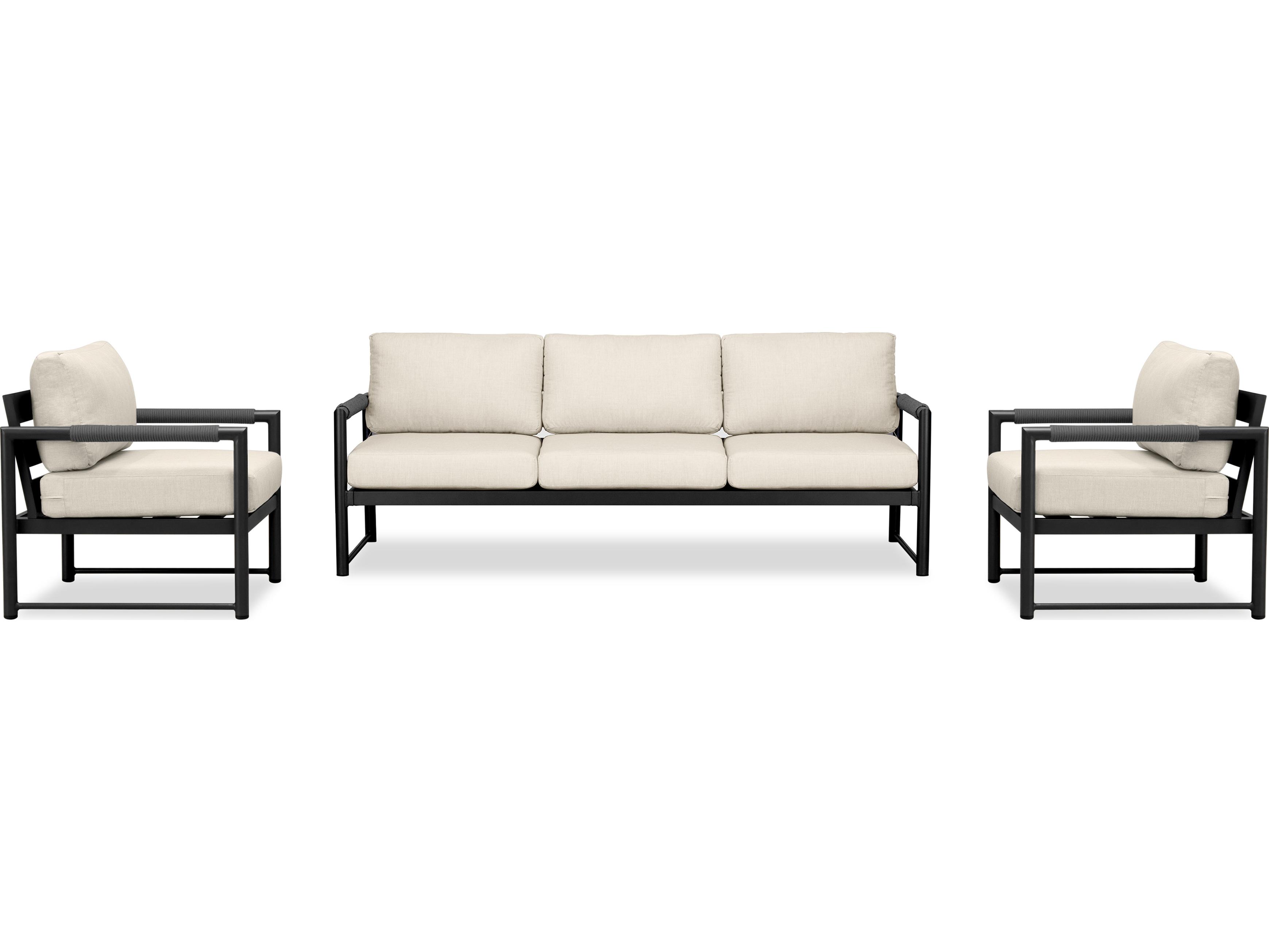 Harmonia Living Alto Aluminum 3 Piece Sofa Outdoor Patio Lounge Set