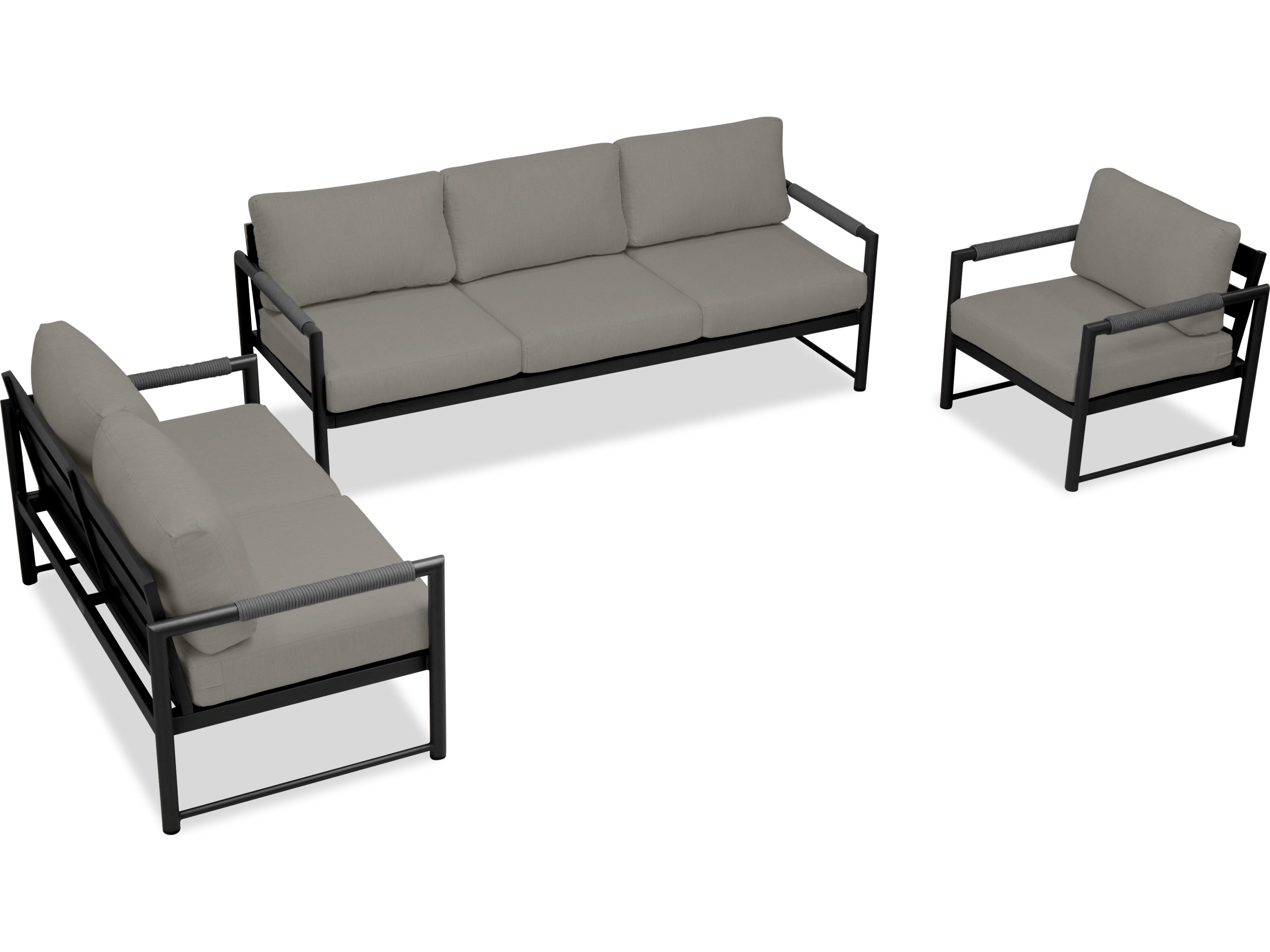 Harmonia Living Alto Aluminum 3 Piece Sofa Patio Lounge Set