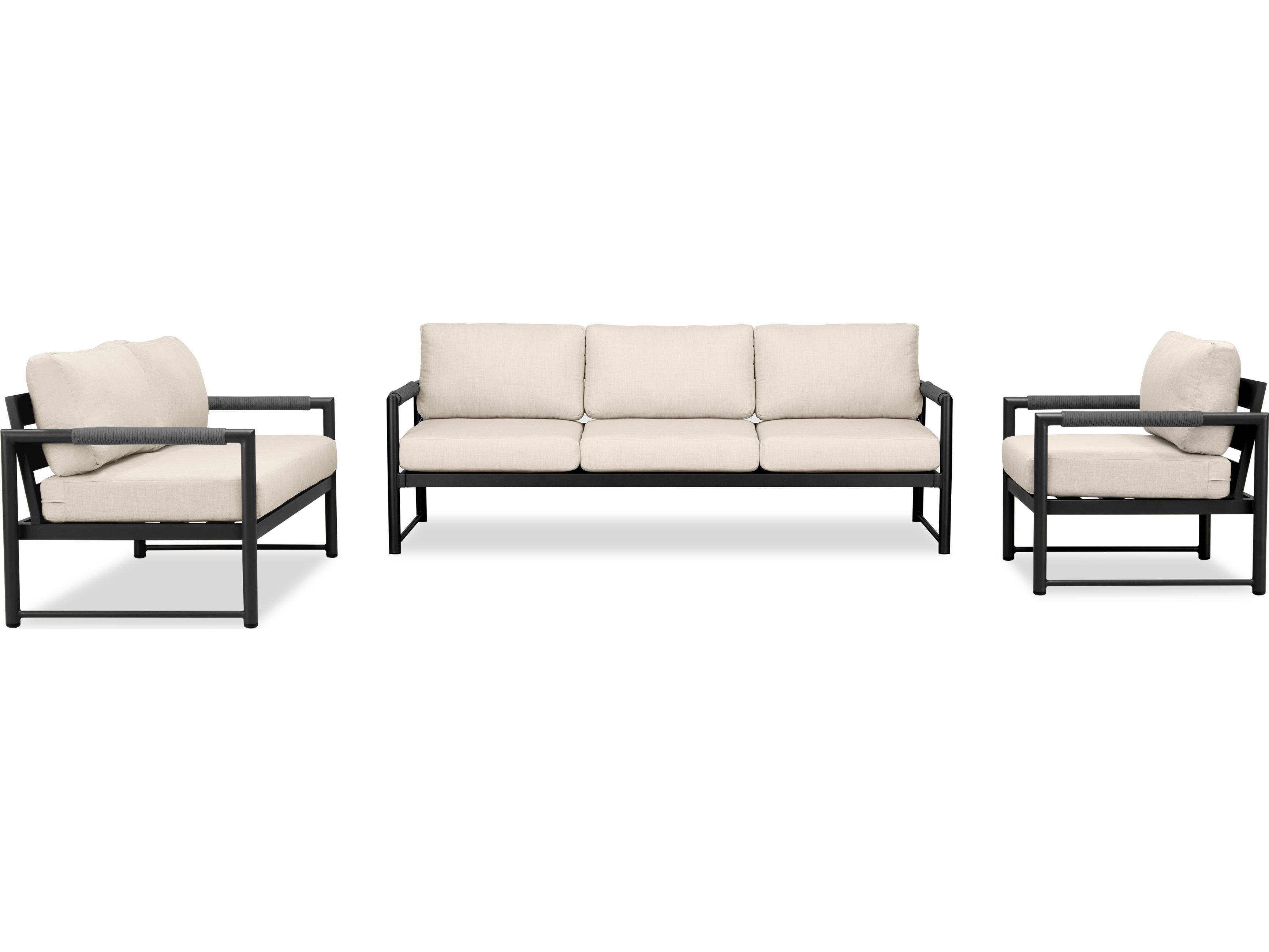 Harmonia Living Alto Aluminum 3 Piece Sofa Patio Lounge Set
