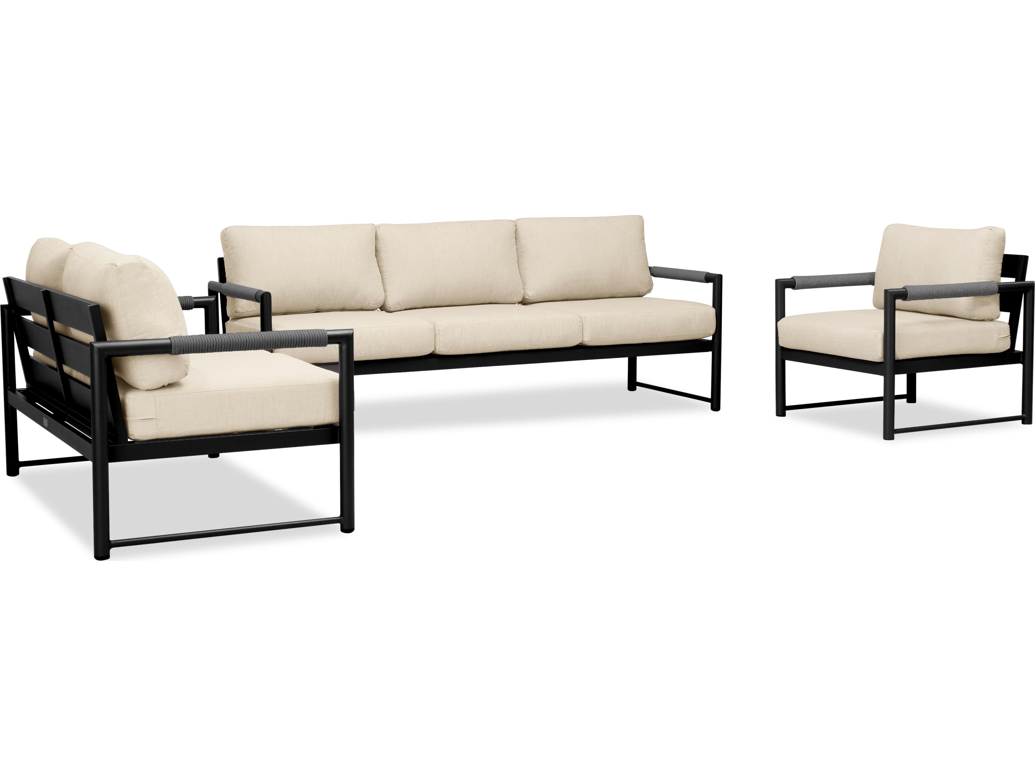 Harmonia Living Alto Aluminum 3 Piece Sofa Patio Lounge Set