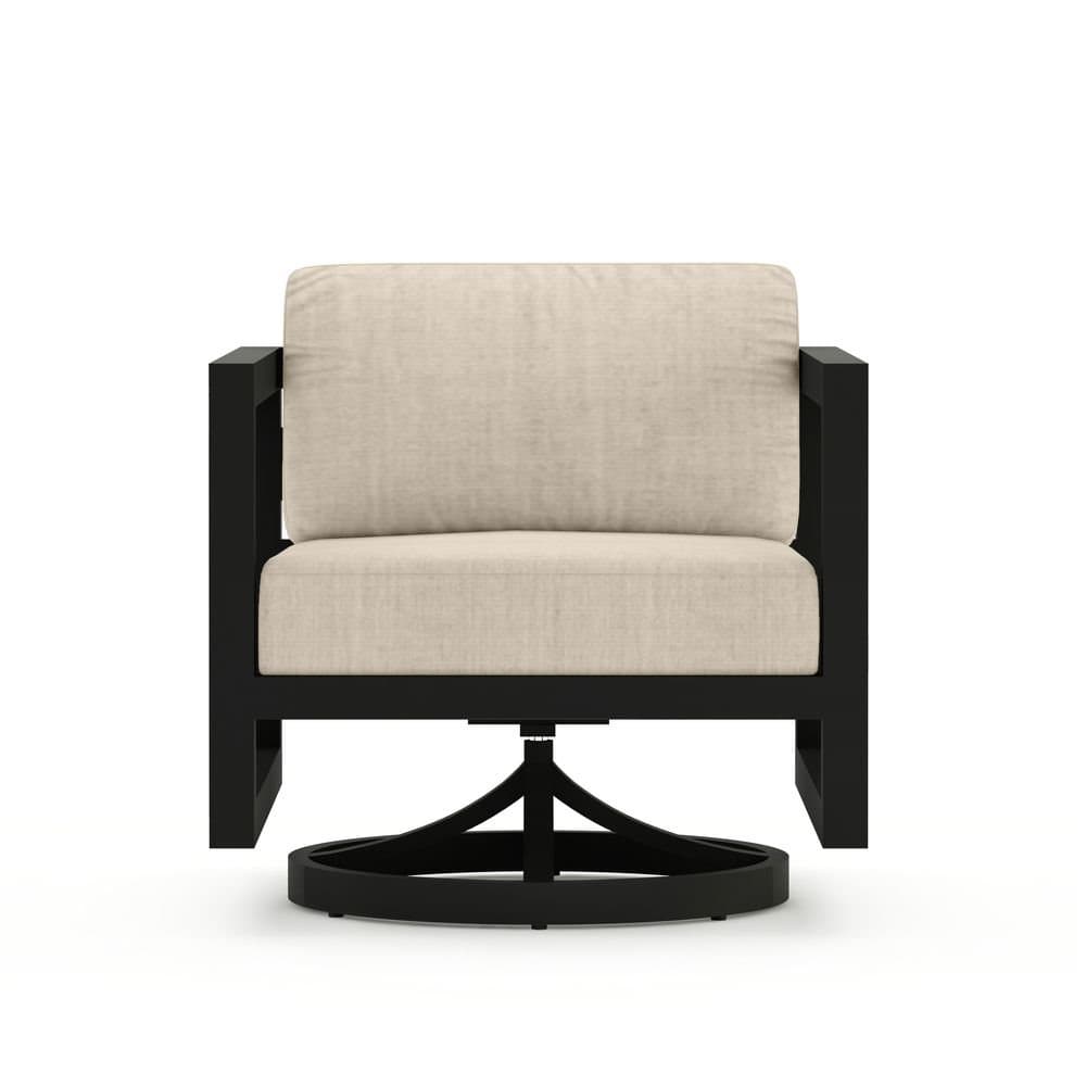 Harmonia Living Avion Swivel Rocker Black Frame with Canvas Flax
