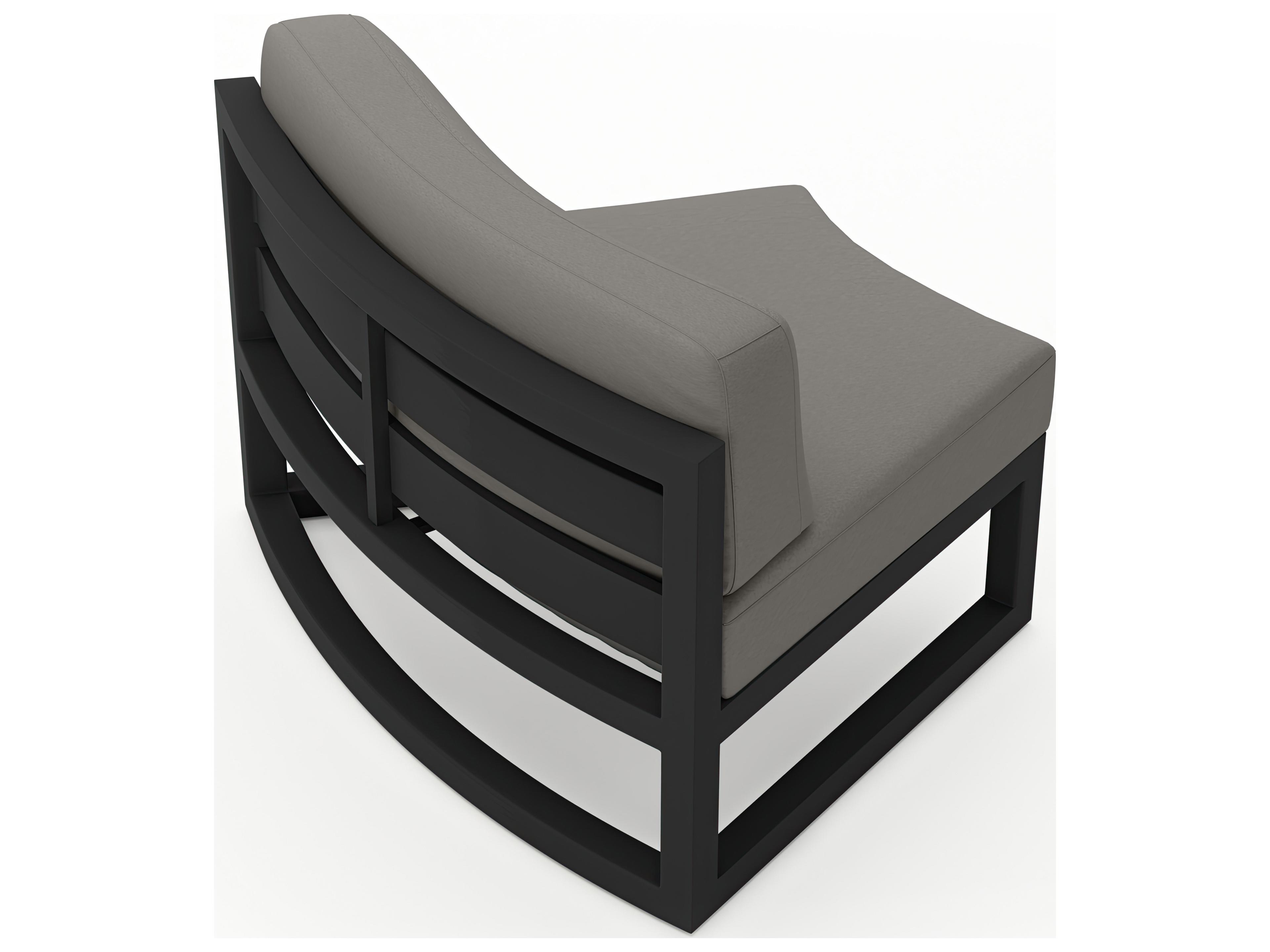 Harmonia Living Avion Aluminum Black Curved Outdoor Patio Lounge Chair (Pack of 2)