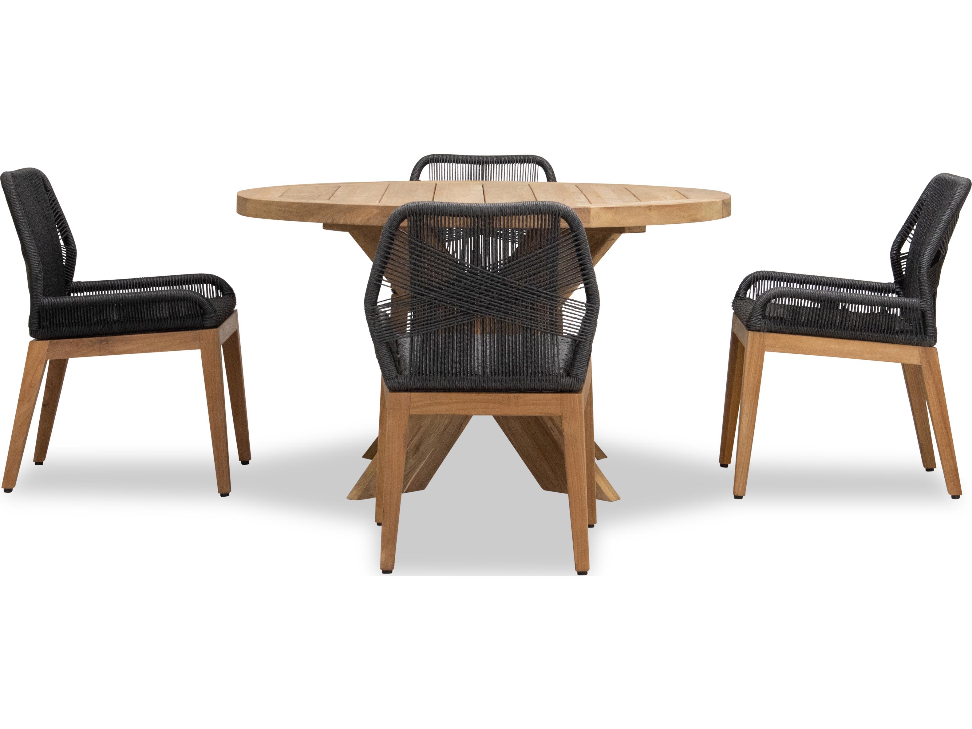 Harmonia Living Carl Teak Rope Field 4 Seat Patio Dining Set