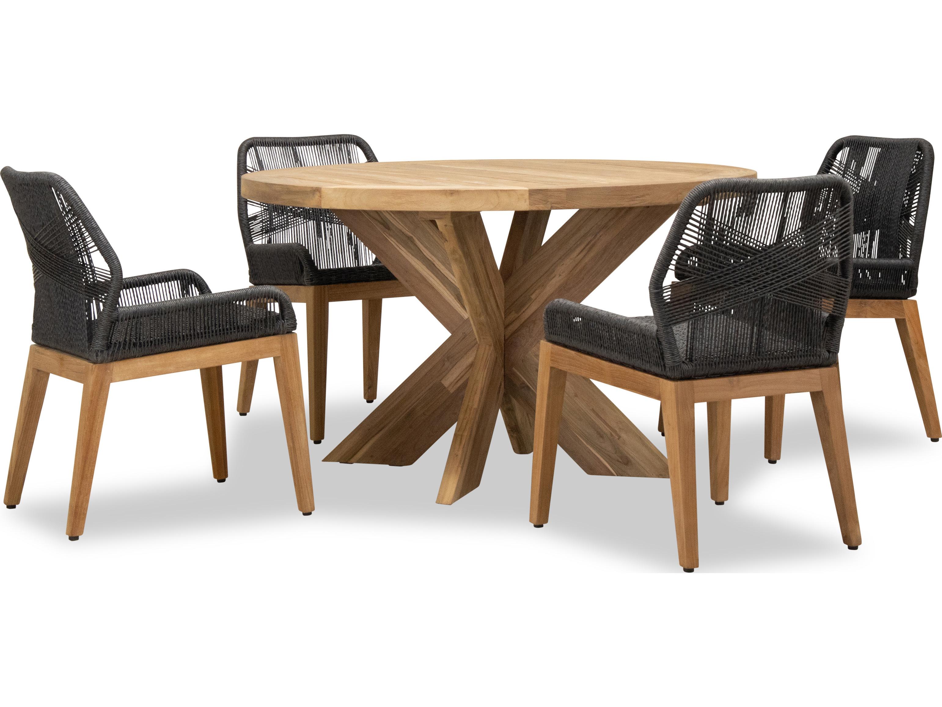 Harmonia Living Carl Teak Rope Field 4 Seat Patio Dining Set
