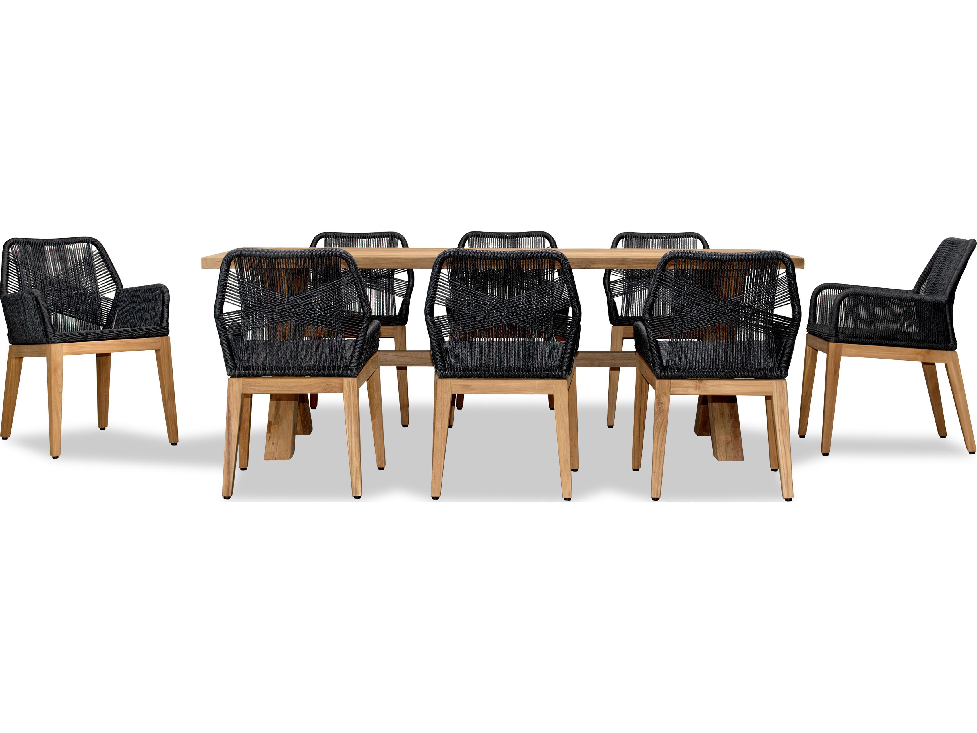 Harmonia Living Carl Teak Rope Field 8 Seat Outdoor Dining Set