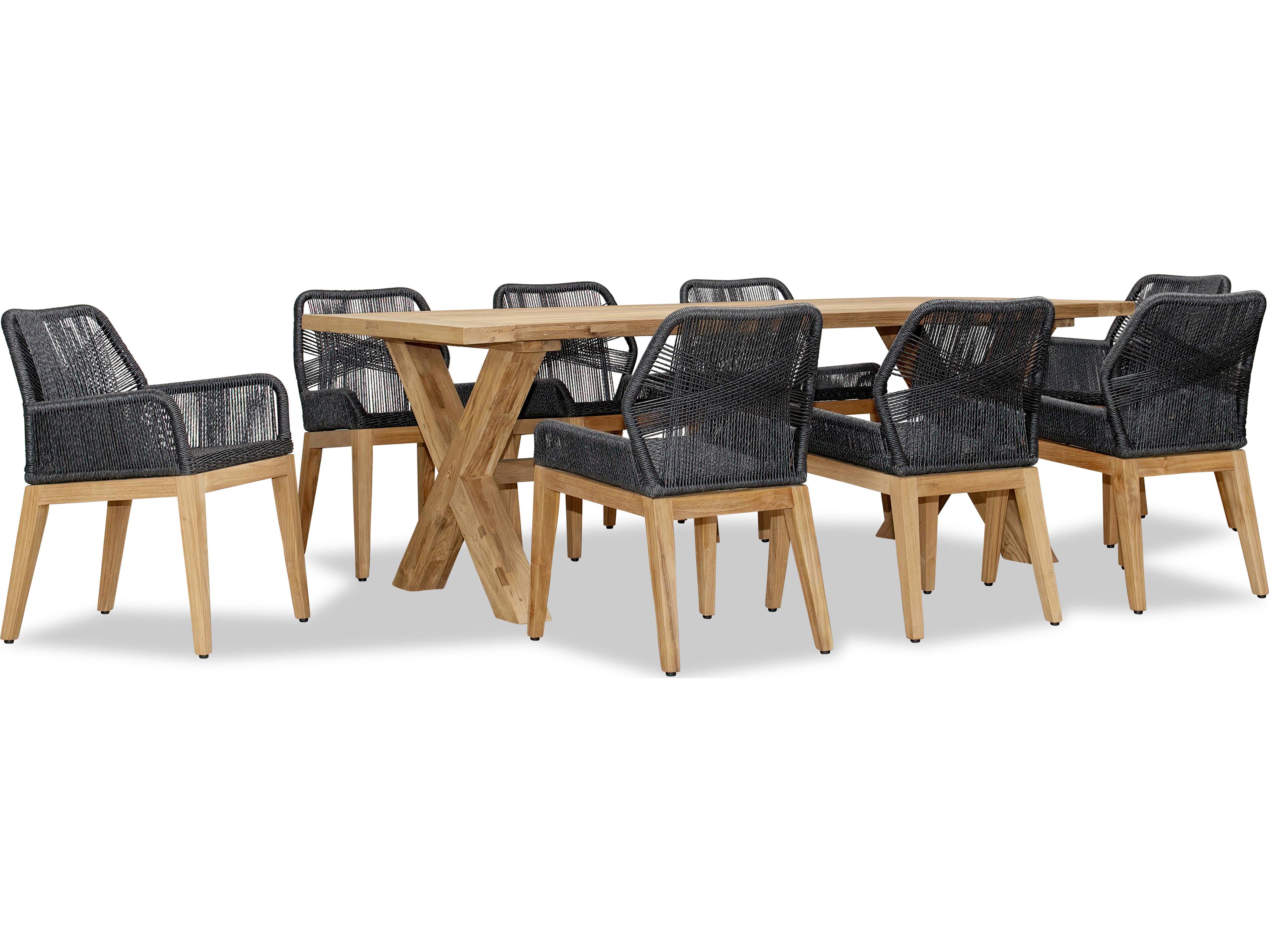 Harmonia Living Carl Teak Rope Field 8 Seat Outdoor Dining Set