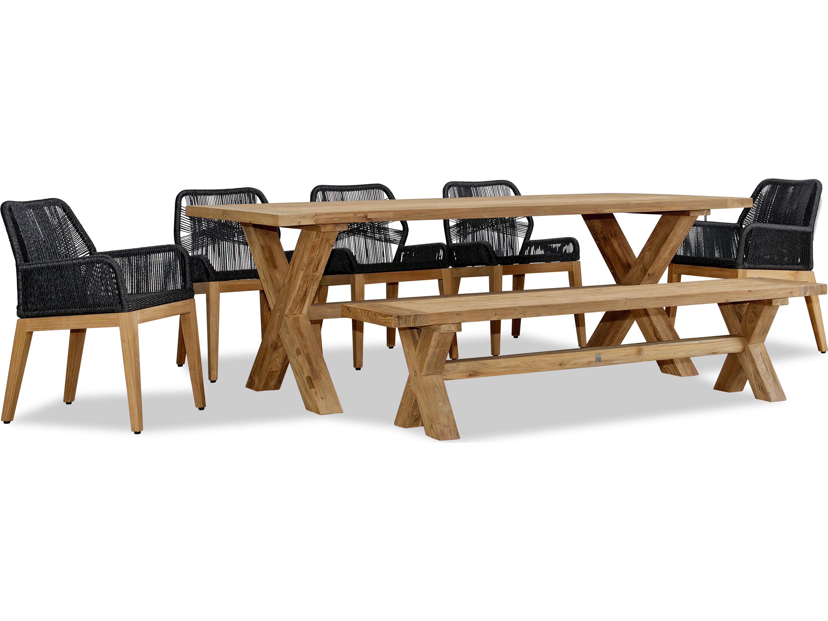 Harmonia Living Carl Teak Rope Field 8 Seat Outdoor Patio Dining Set